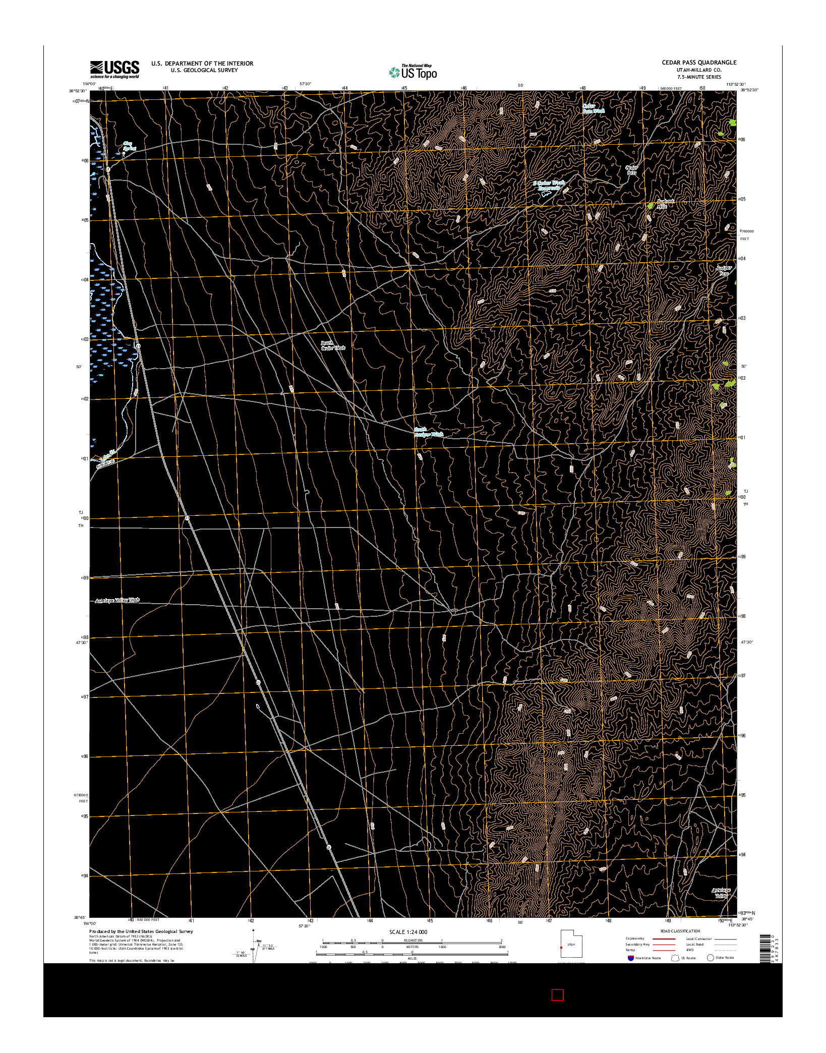 USGS US TOPO 7.5-MINUTE MAP FOR CEDAR PASS, UT 2017