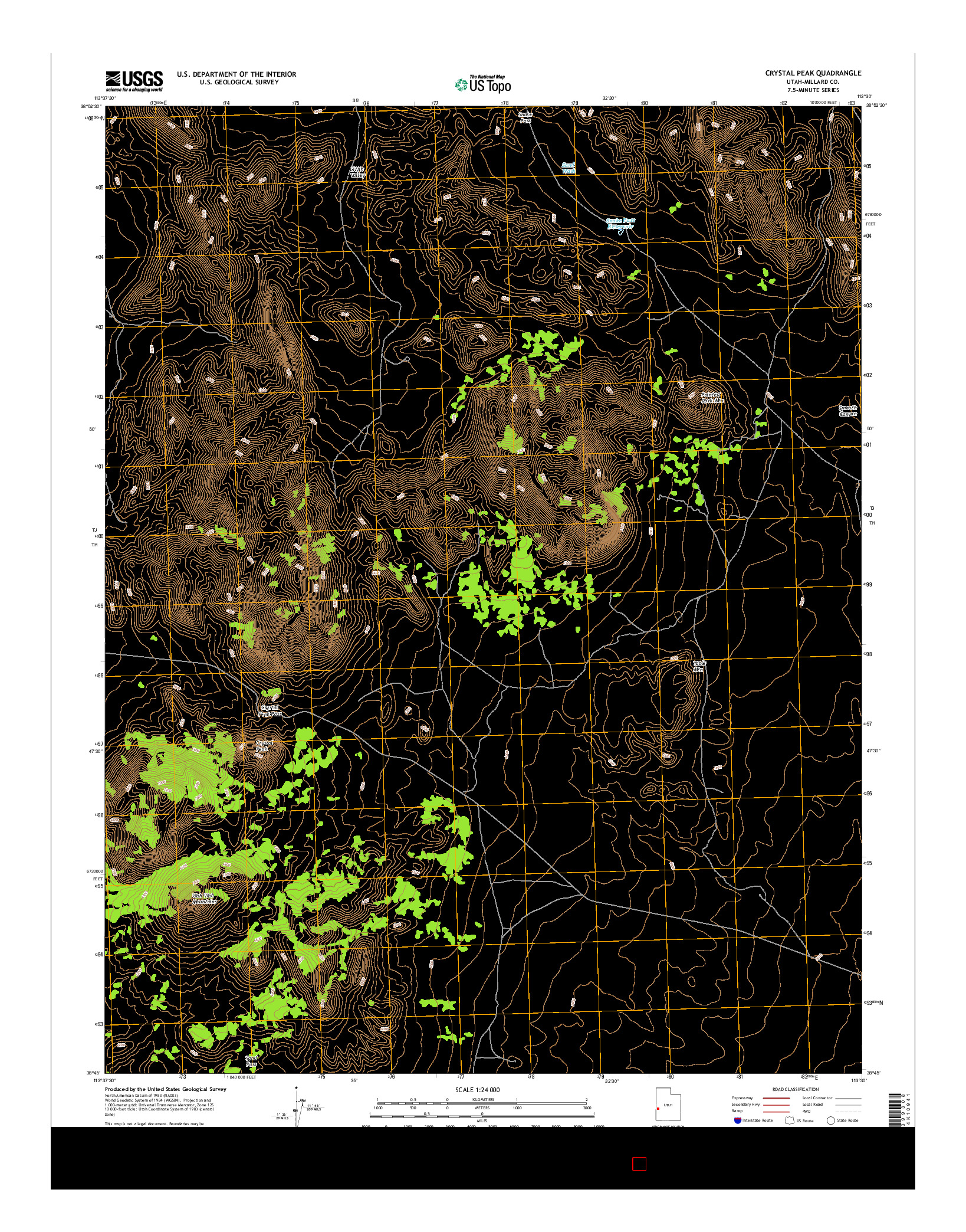 USGS US TOPO 7.5-MINUTE MAP FOR CRYSTAL PEAK, UT 2017