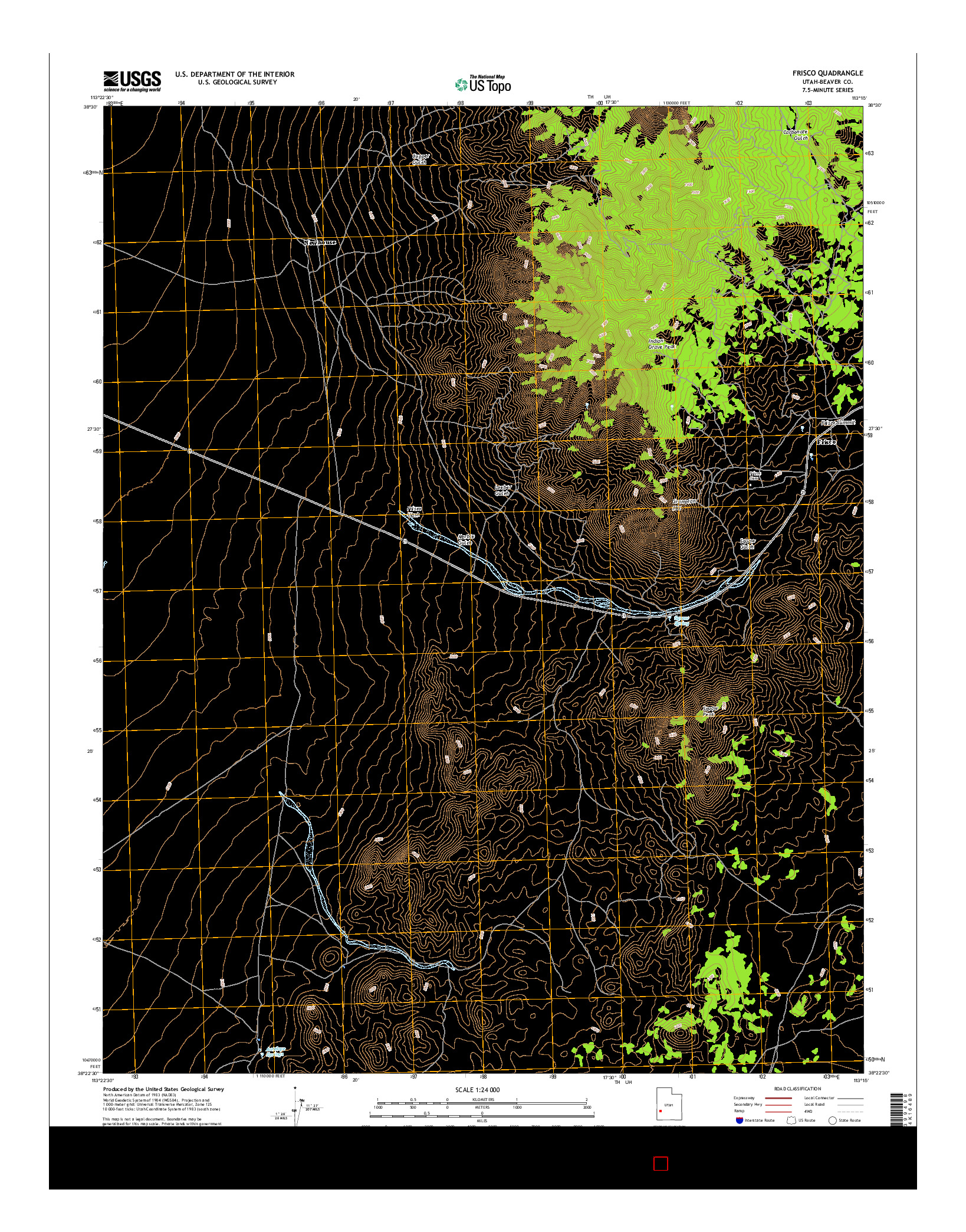 USGS US TOPO 7.5-MINUTE MAP FOR FRISCO, UT 2017