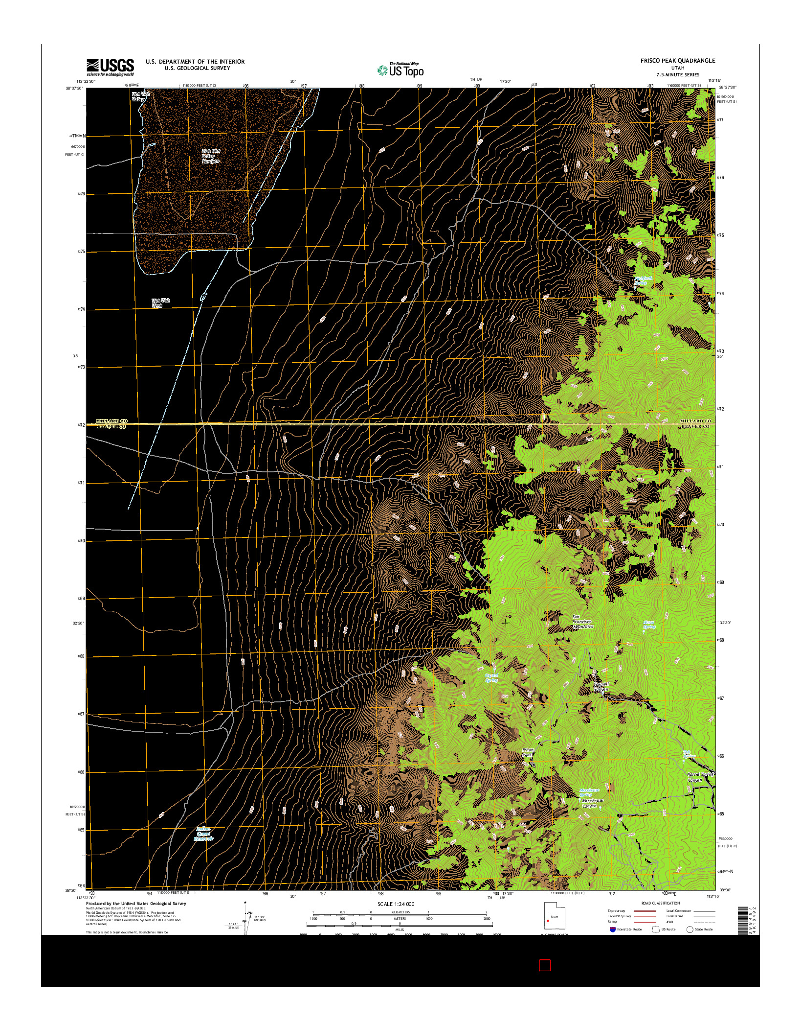 USGS US TOPO 7.5-MINUTE MAP FOR FRISCO PEAK, UT 2017