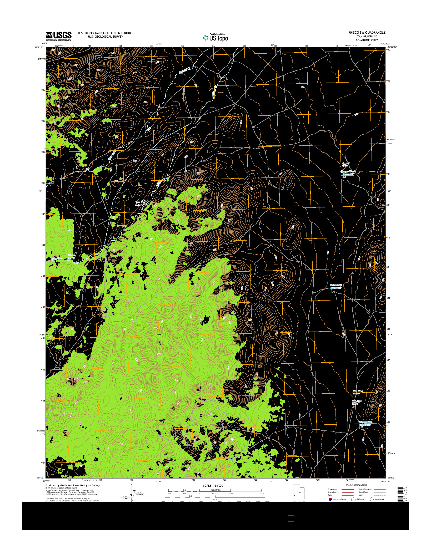 USGS US TOPO 7.5-MINUTE MAP FOR FRISCO SW, UT 2017