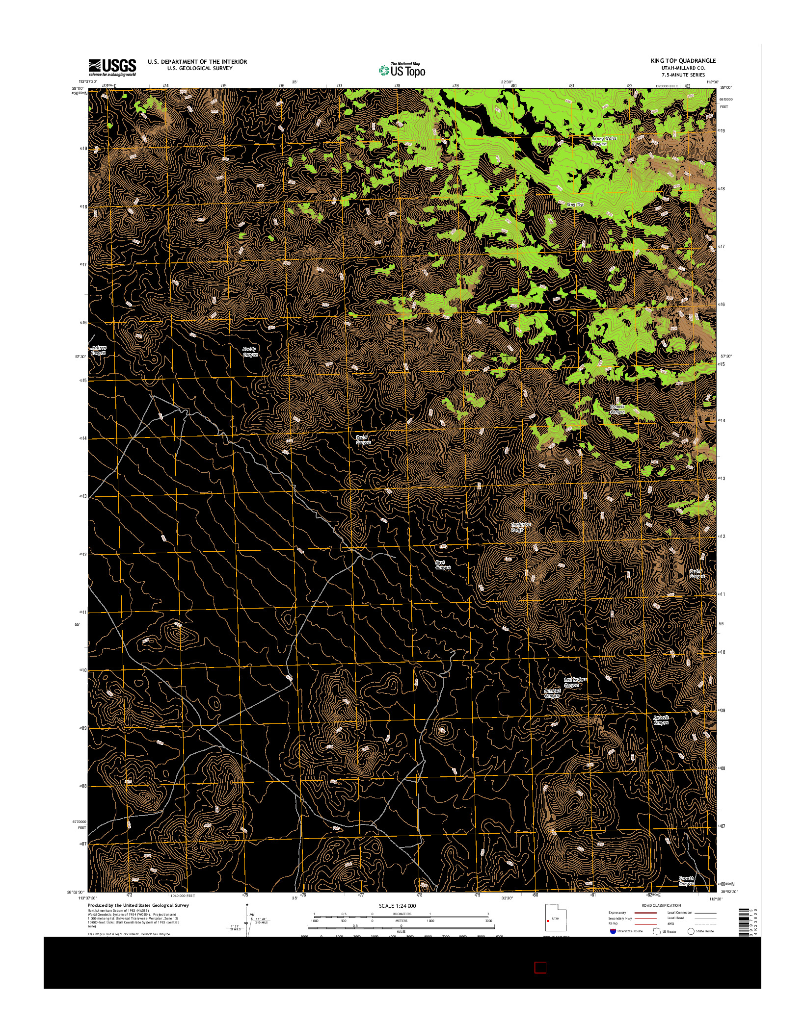 USGS US TOPO 7.5-MINUTE MAP FOR KING TOP, UT 2017