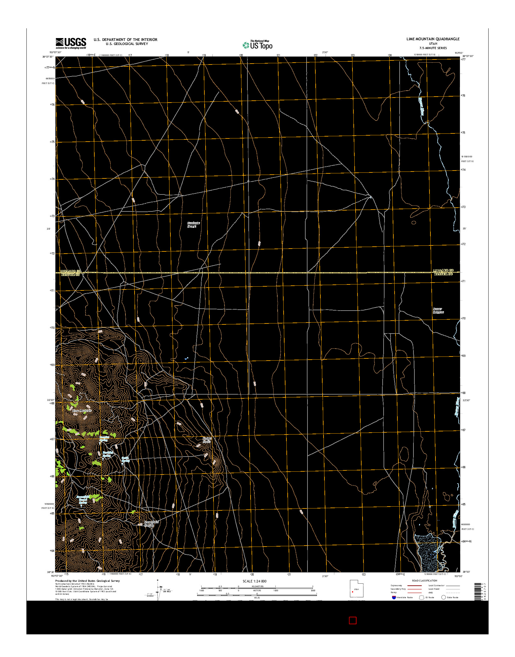 USGS US TOPO 7.5-MINUTE MAP FOR LIME MOUNTAIN, UT 2017