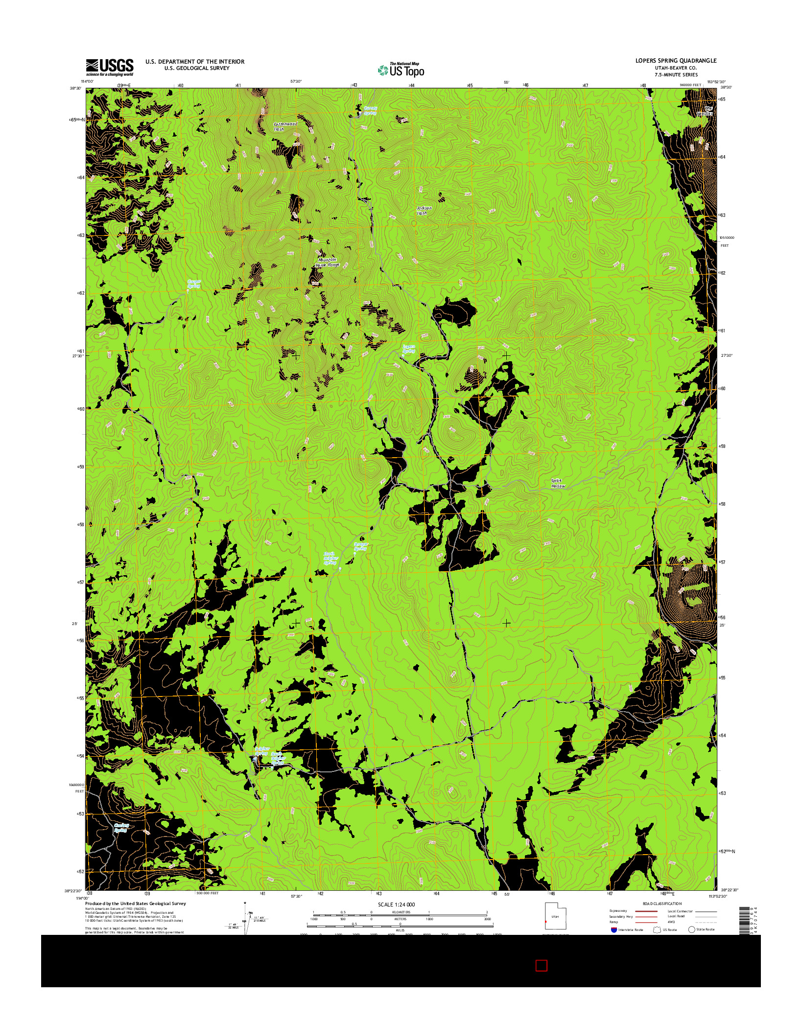 USGS US TOPO 7.5-MINUTE MAP FOR LOPERS SPRING, UT 2017