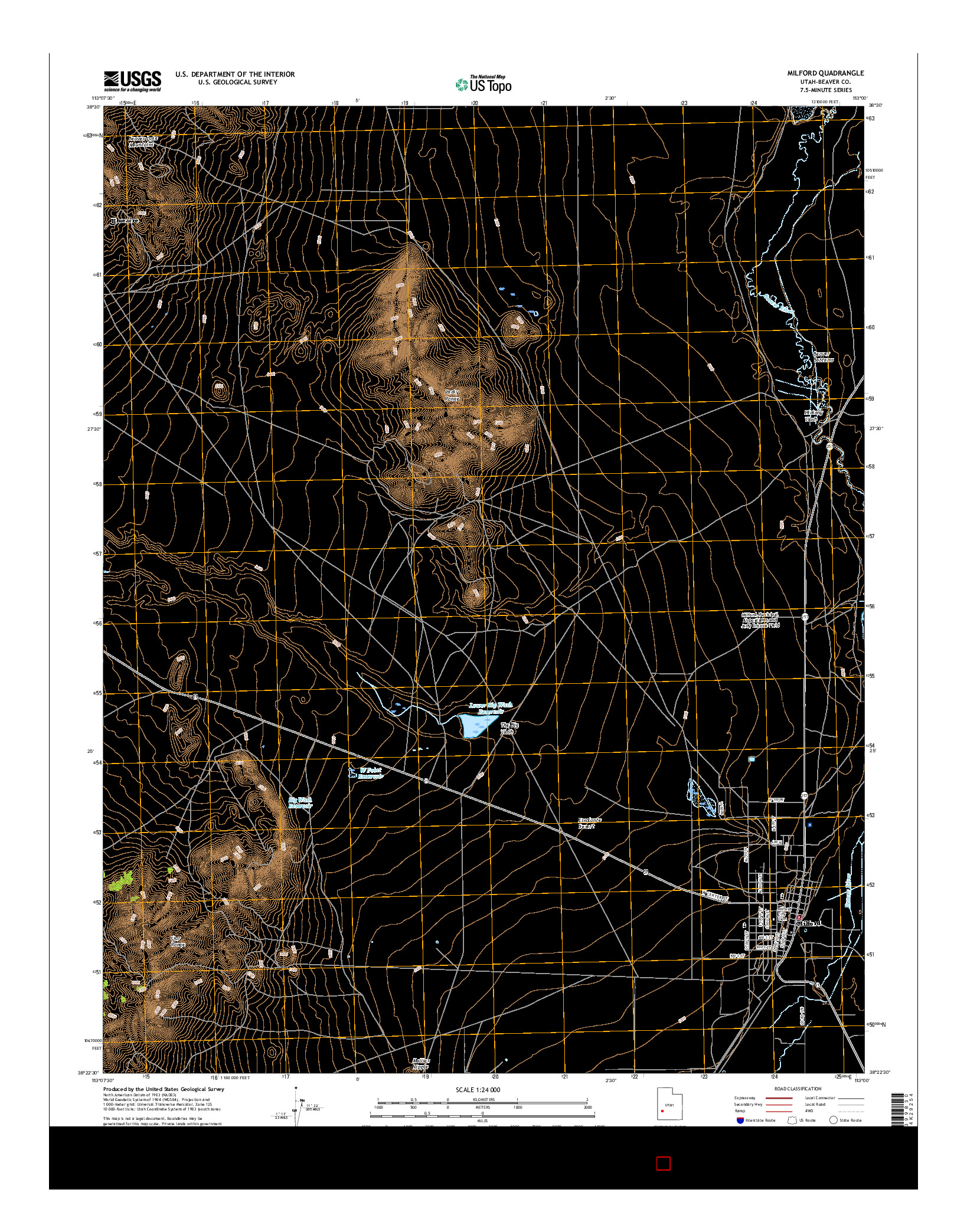 USGS US TOPO 7.5-MINUTE MAP FOR MILFORD, UT 2017