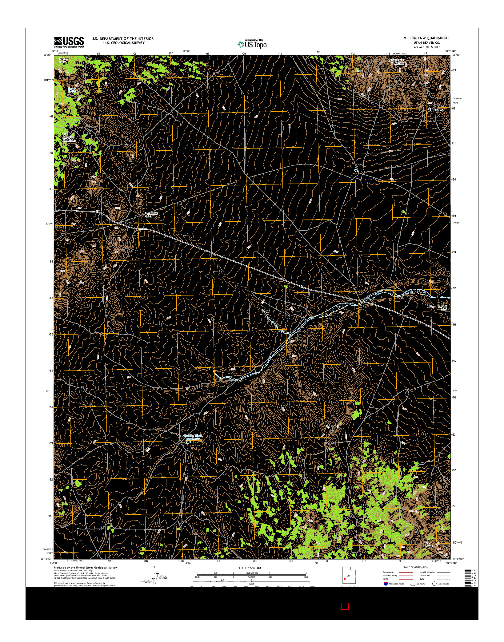 USGS US TOPO 7.5-MINUTE MAP FOR MILFORD NW, UT 2017