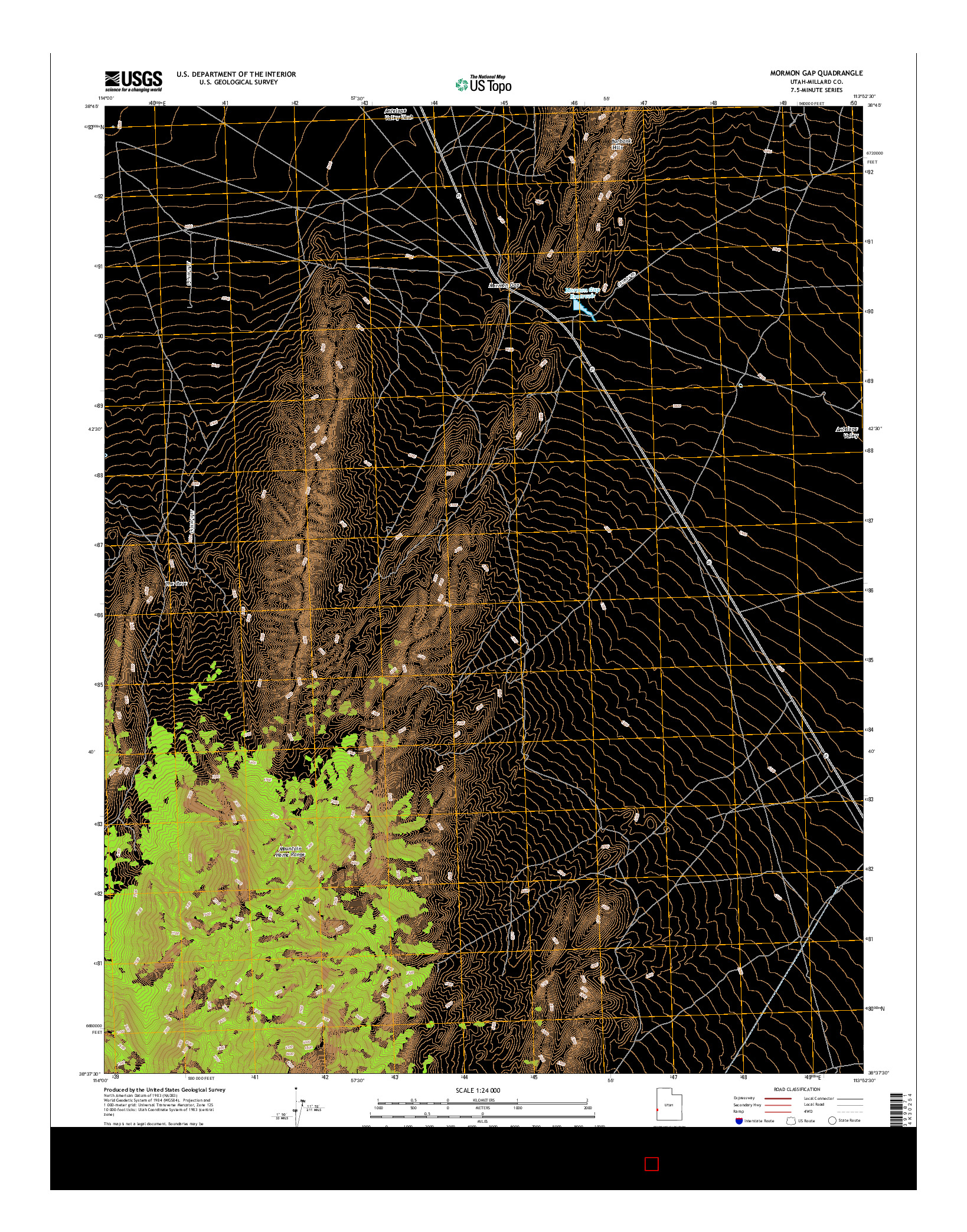 USGS US TOPO 7.5-MINUTE MAP FOR MORMON GAP, UT 2017