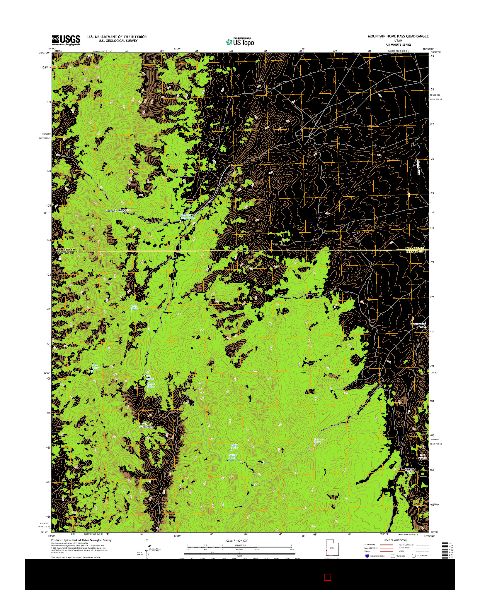 USGS US TOPO 7.5-MINUTE MAP FOR MOUNTAIN HOME PASS, UT 2017