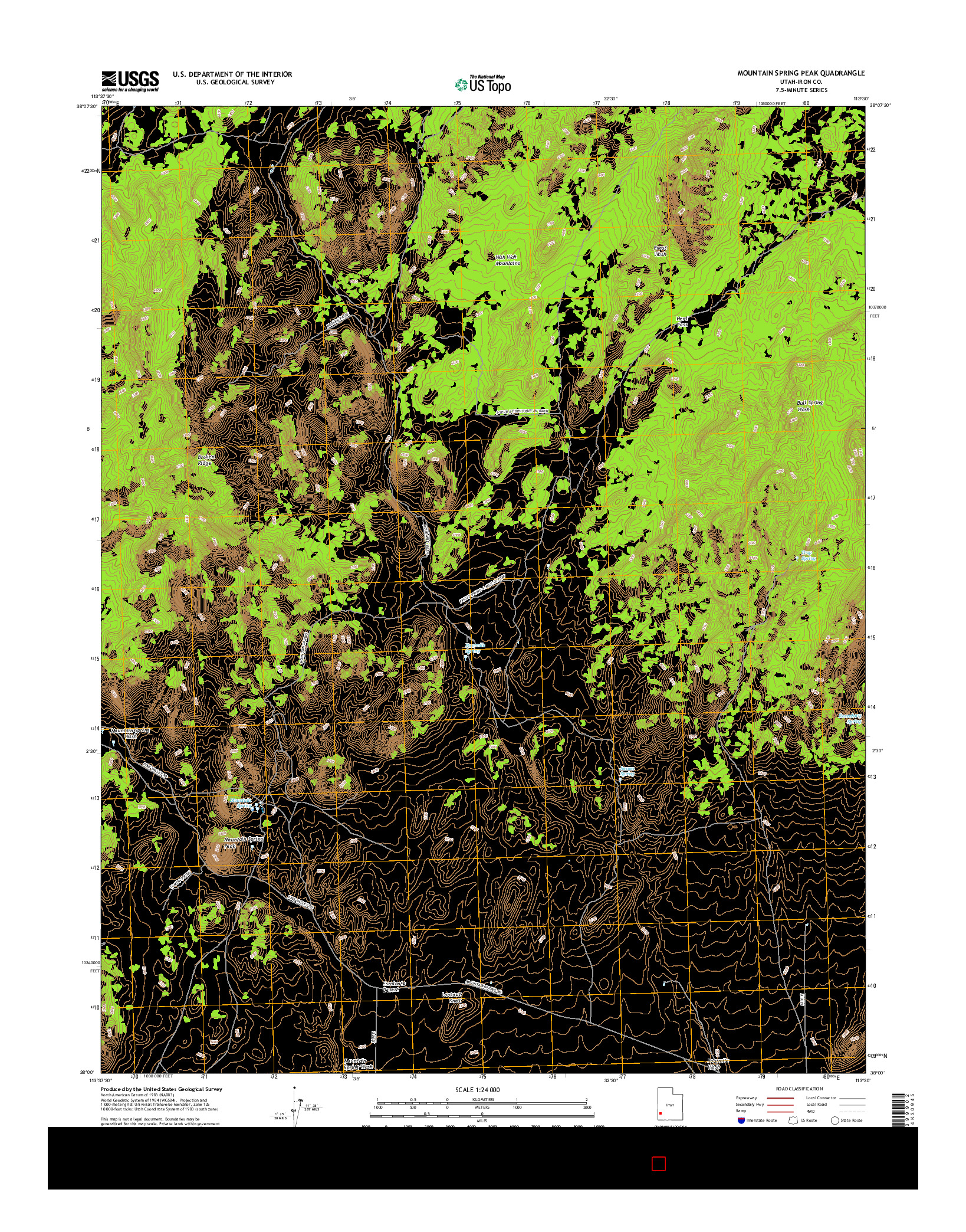 USGS US TOPO 7.5-MINUTE MAP FOR MOUNTAIN SPRING PEAK, UT 2017