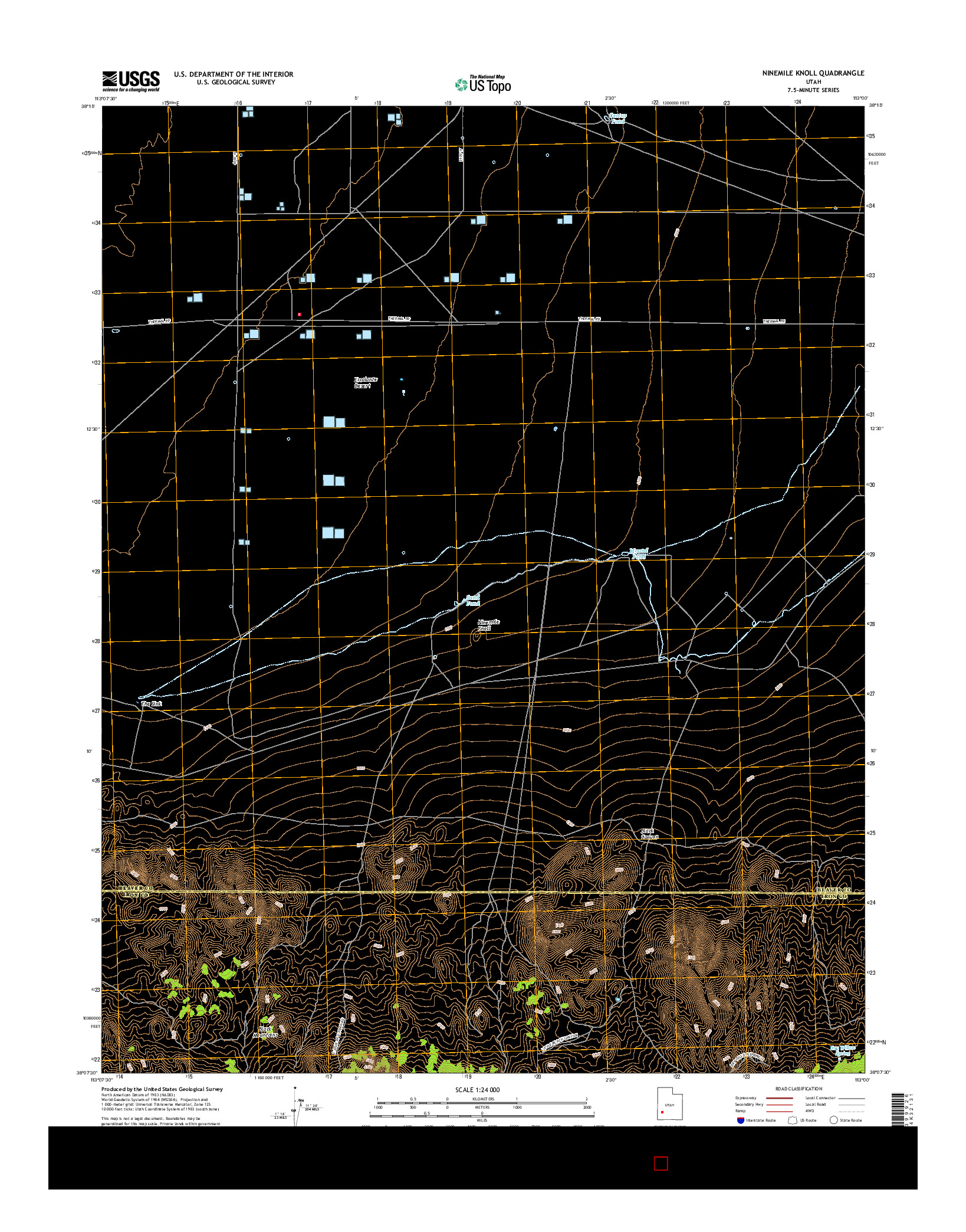 USGS US TOPO 7.5-MINUTE MAP FOR NINEMILE KNOLL, UT 2017