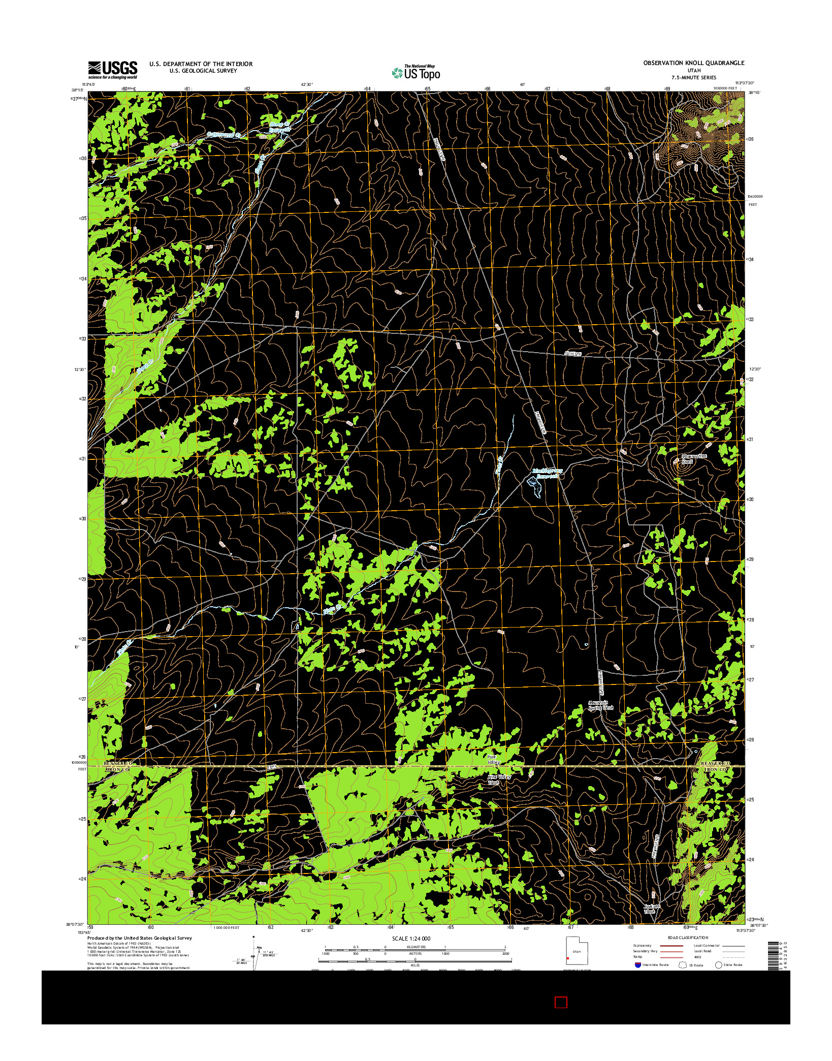 USGS US TOPO 7.5-MINUTE MAP FOR OBSERVATION KNOLL, UT 2017