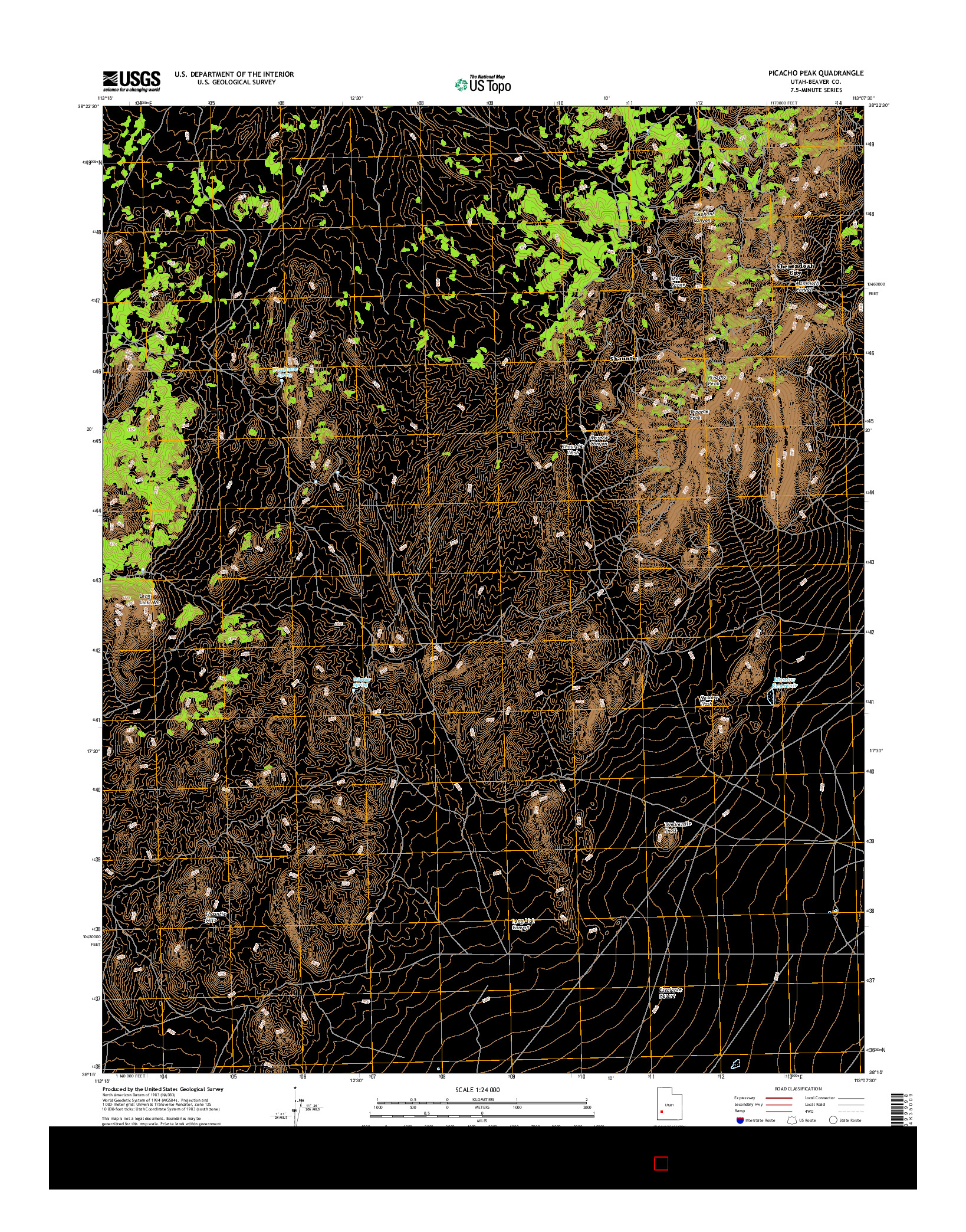 USGS US TOPO 7.5-MINUTE MAP FOR PICACHO PEAK, UT 2017