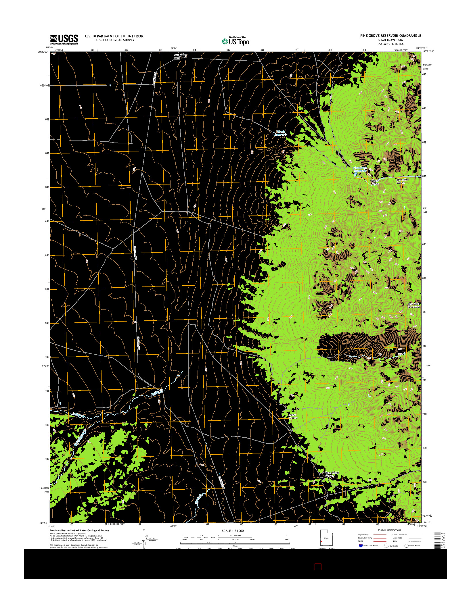 USGS US TOPO 7.5-MINUTE MAP FOR PINE GROVE RESERVOIR, UT 2017
