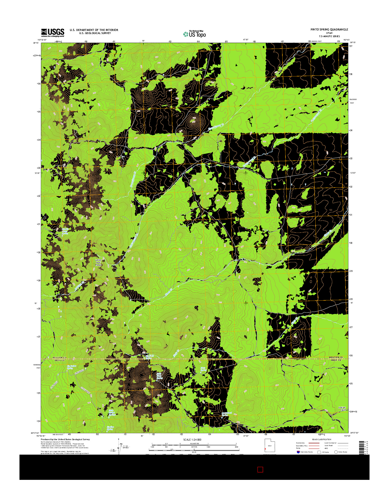 USGS US TOPO 7.5-MINUTE MAP FOR PINTO SPRING, UT 2017