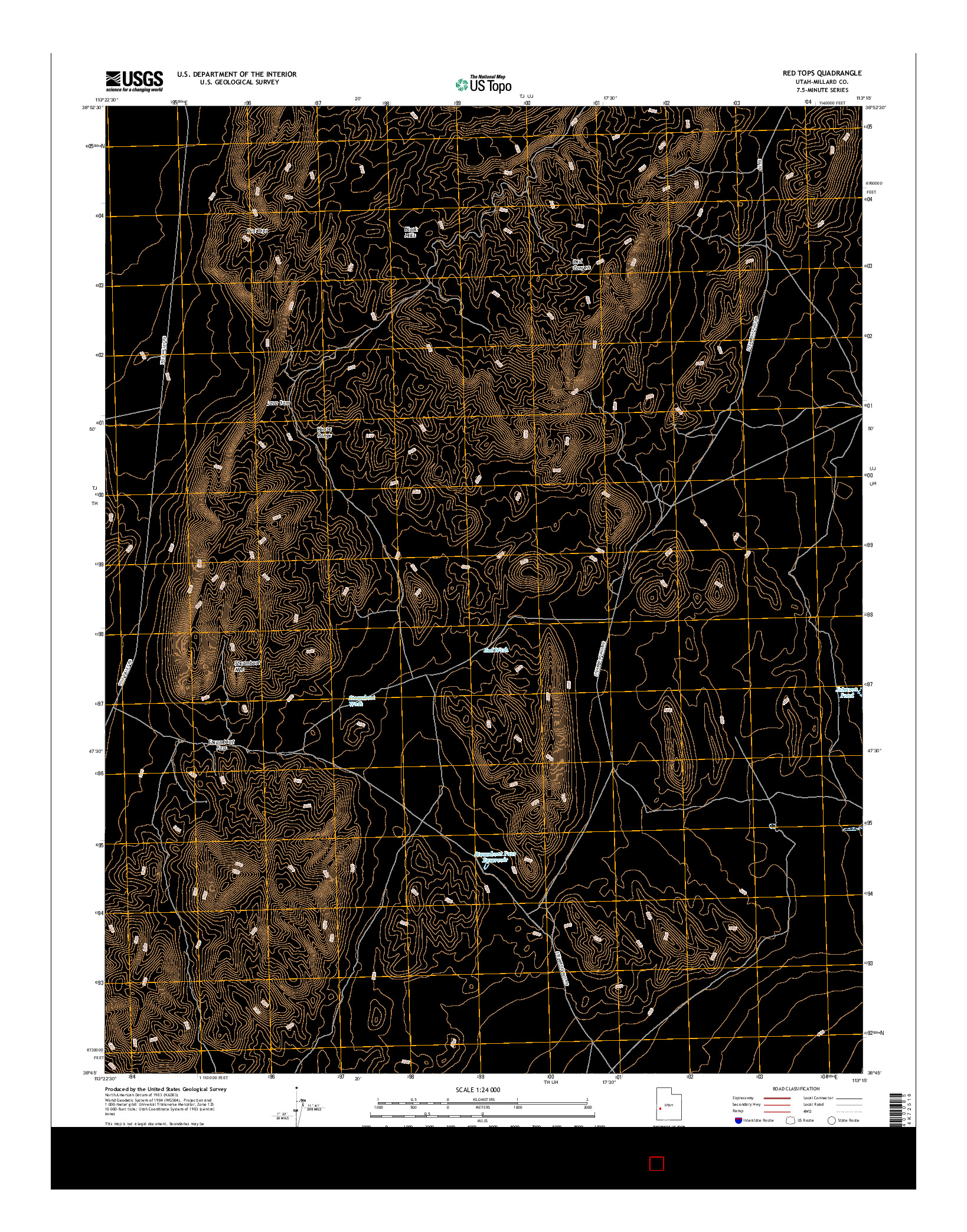 USGS US TOPO 7.5-MINUTE MAP FOR RED TOPS, UT 2017