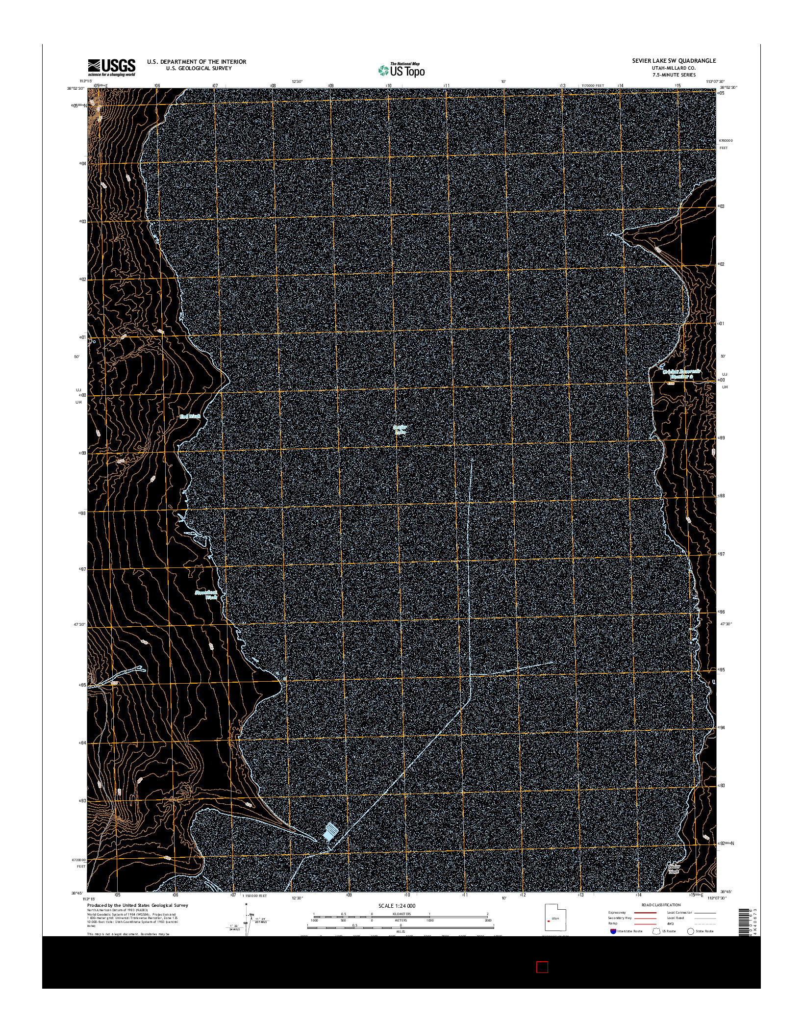 USGS US TOPO 7.5-MINUTE MAP FOR SEVIER LAKE SW, UT 2017