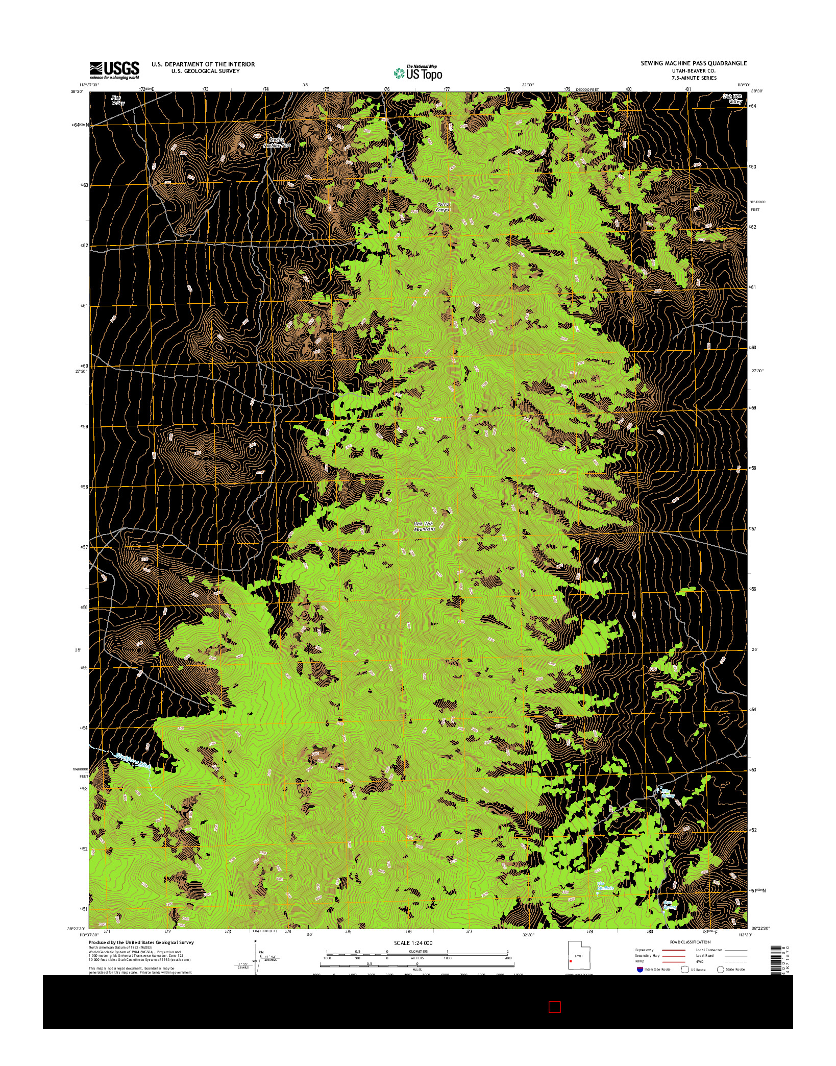 USGS US TOPO 7.5-MINUTE MAP FOR SEWING MACHINE PASS, UT 2017