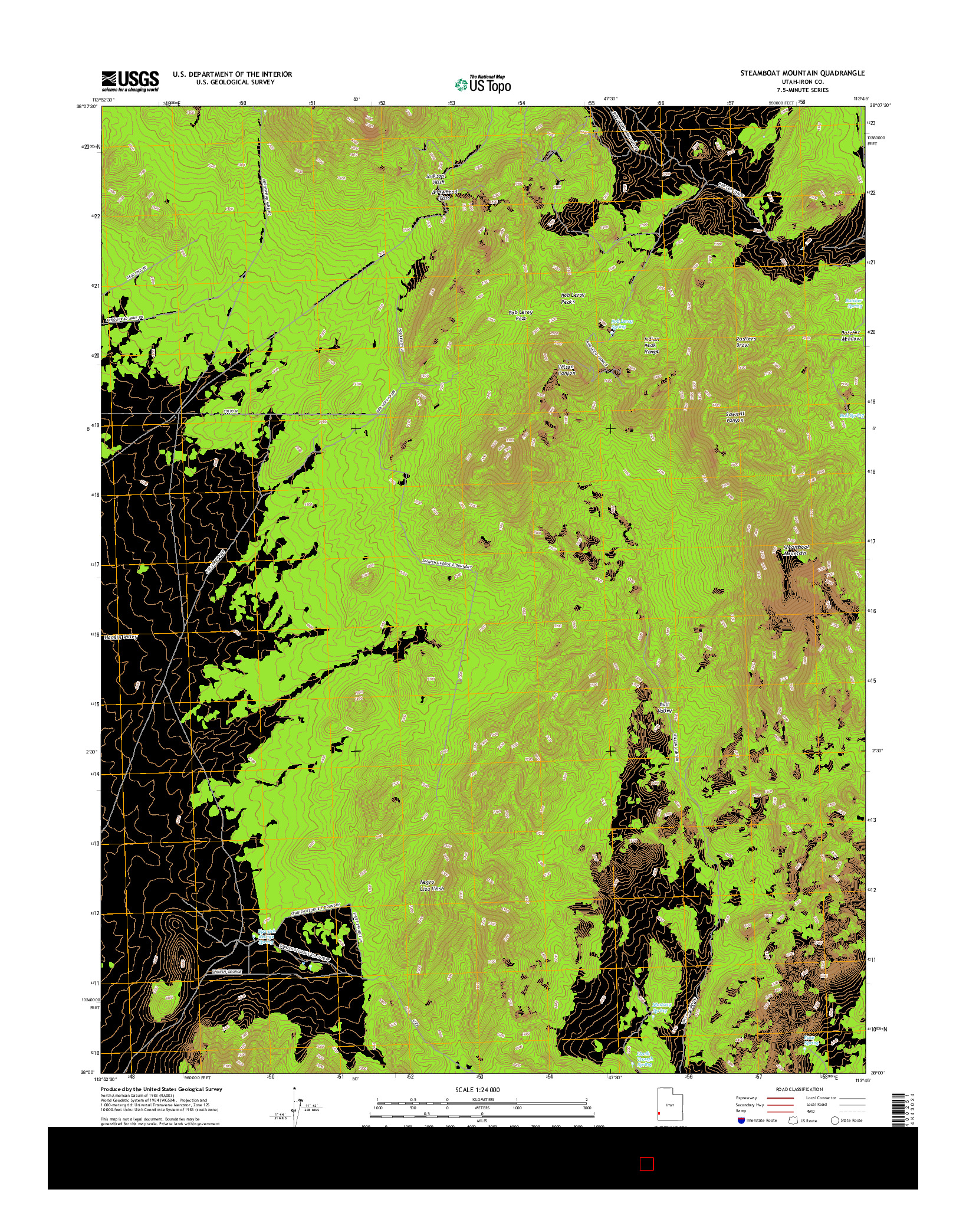 USGS US TOPO 7.5-MINUTE MAP FOR STEAMBOAT MOUNTAIN, UT 2017