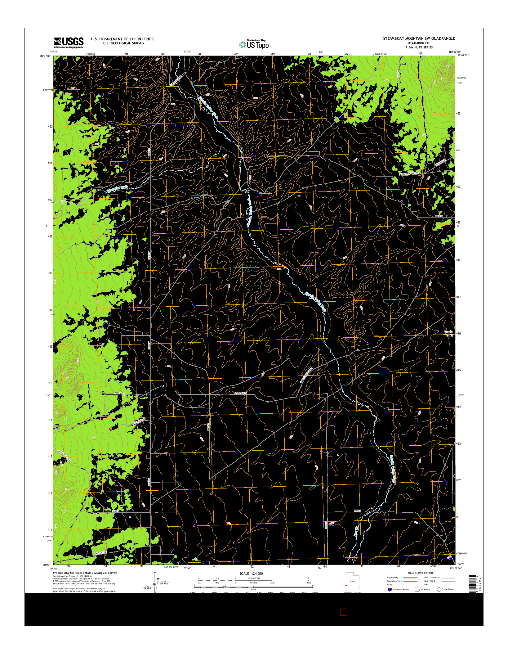 USGS US TOPO 7.5-MINUTE MAP FOR STEAMBOAT MOUNTAIN SW, UT 2017