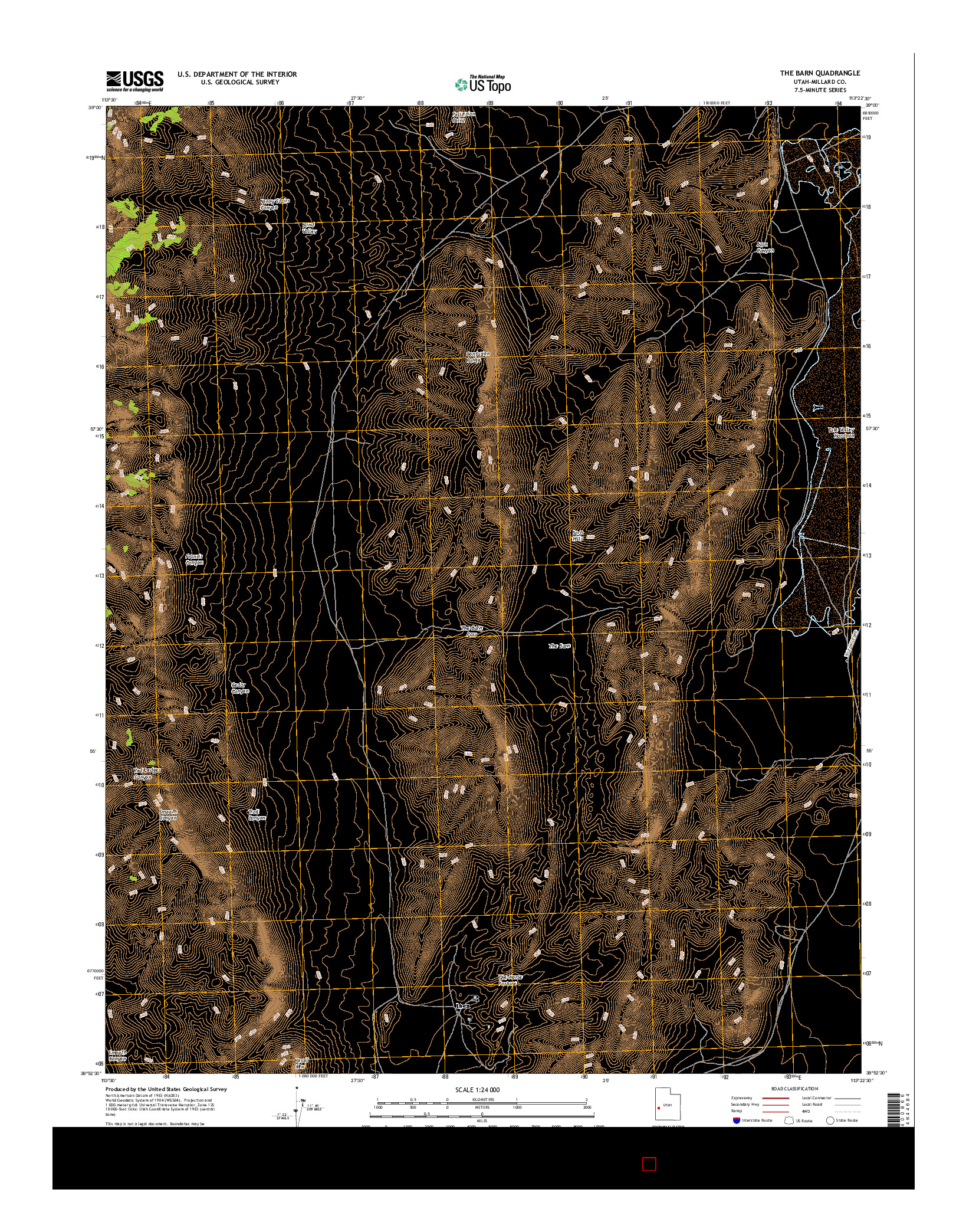 USGS US TOPO 7.5-MINUTE MAP FOR THE BARN, UT 2017