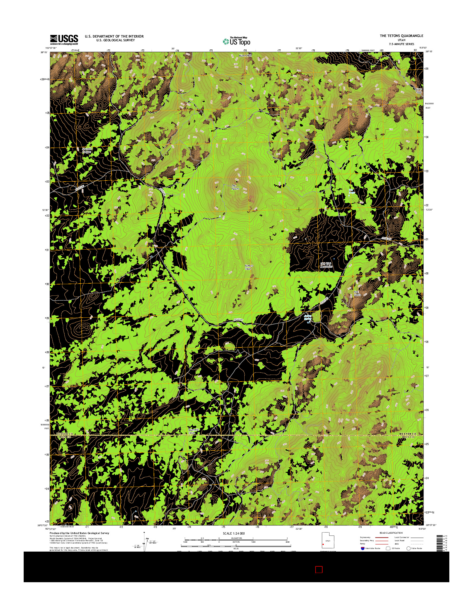 USGS US TOPO 7.5-MINUTE MAP FOR THE TETONS, UT 2017