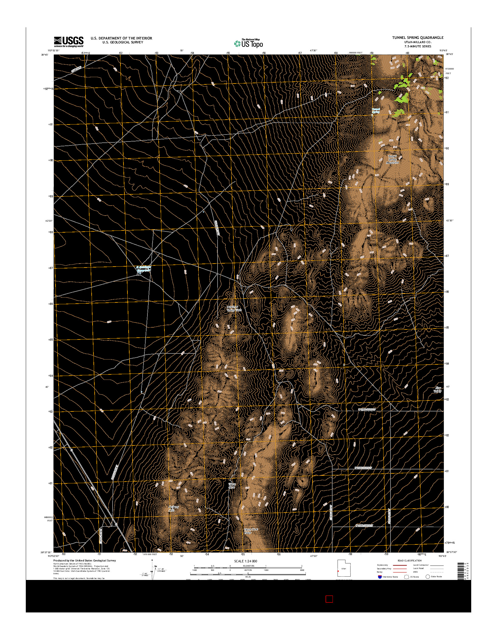 USGS US TOPO 7.5-MINUTE MAP FOR TUNNEL SPRING, UT 2017