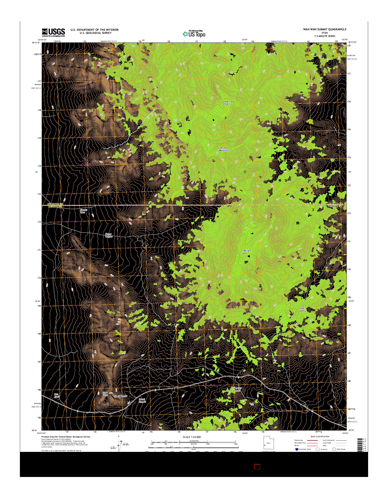 USGS US TOPO 7.5-MINUTE MAP FOR WAH WAH SUMMIT, UT 2017