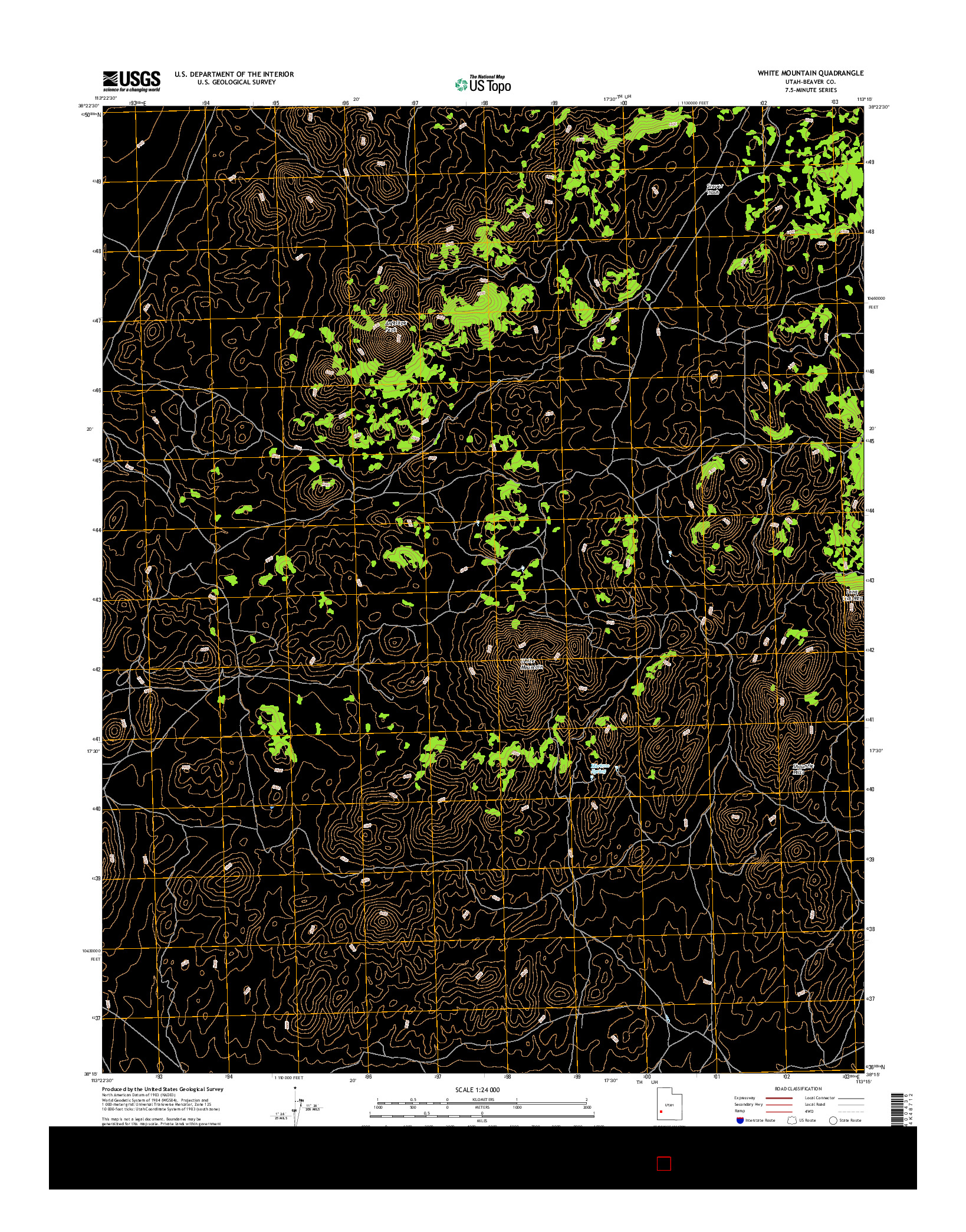 USGS US TOPO 7.5-MINUTE MAP FOR WHITE MOUNTAIN, UT 2017