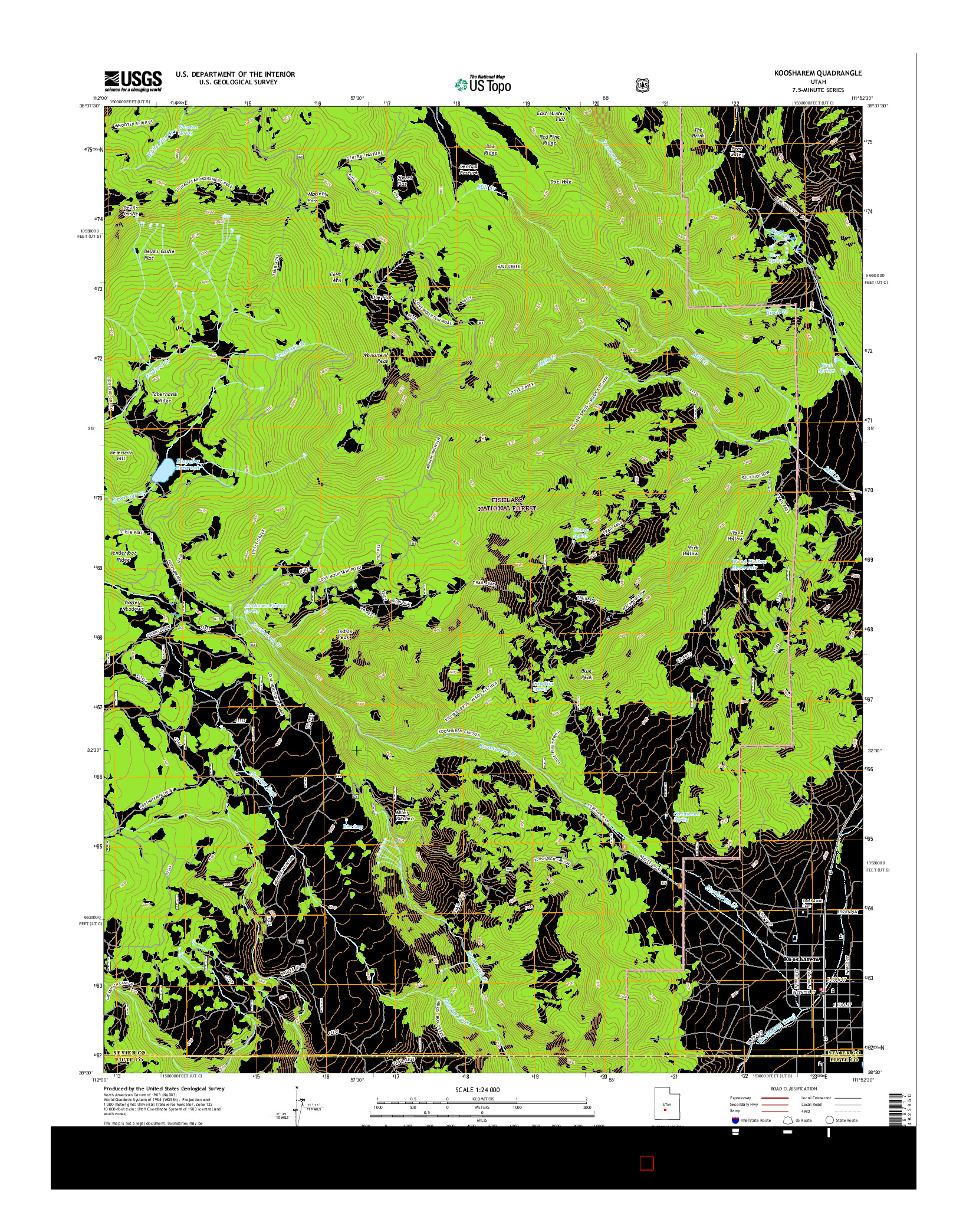 USGS US TOPO 7.5-MINUTE MAP FOR KOOSHAREM, UT 2017