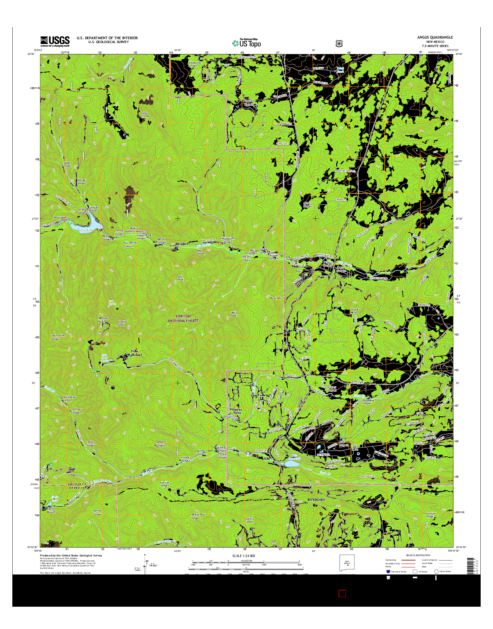 USGS US TOPO 7.5-MINUTE MAP FOR ANGUS, NM 2017