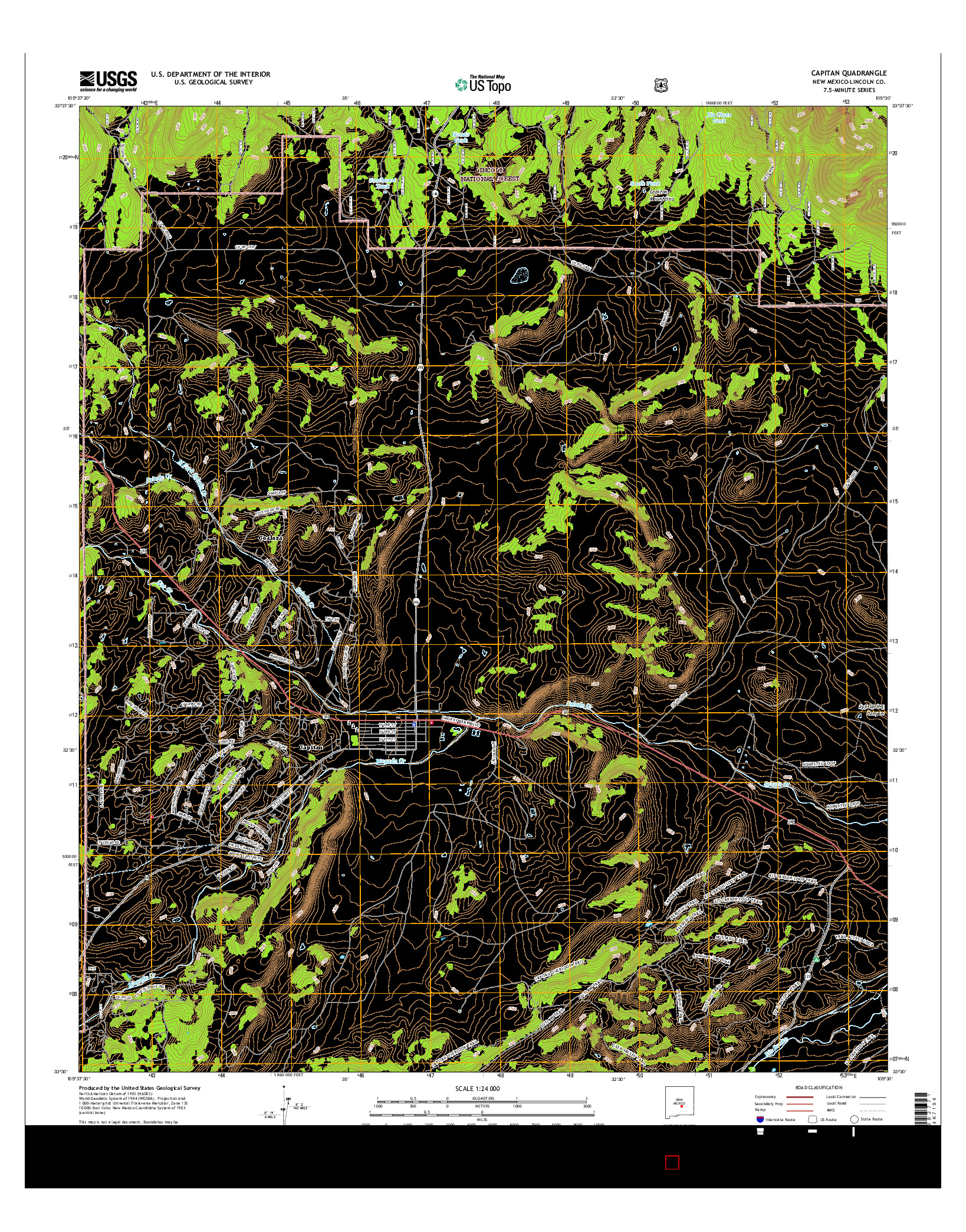 USGS US TOPO 7.5-MINUTE MAP FOR CAPITAN, NM 2017