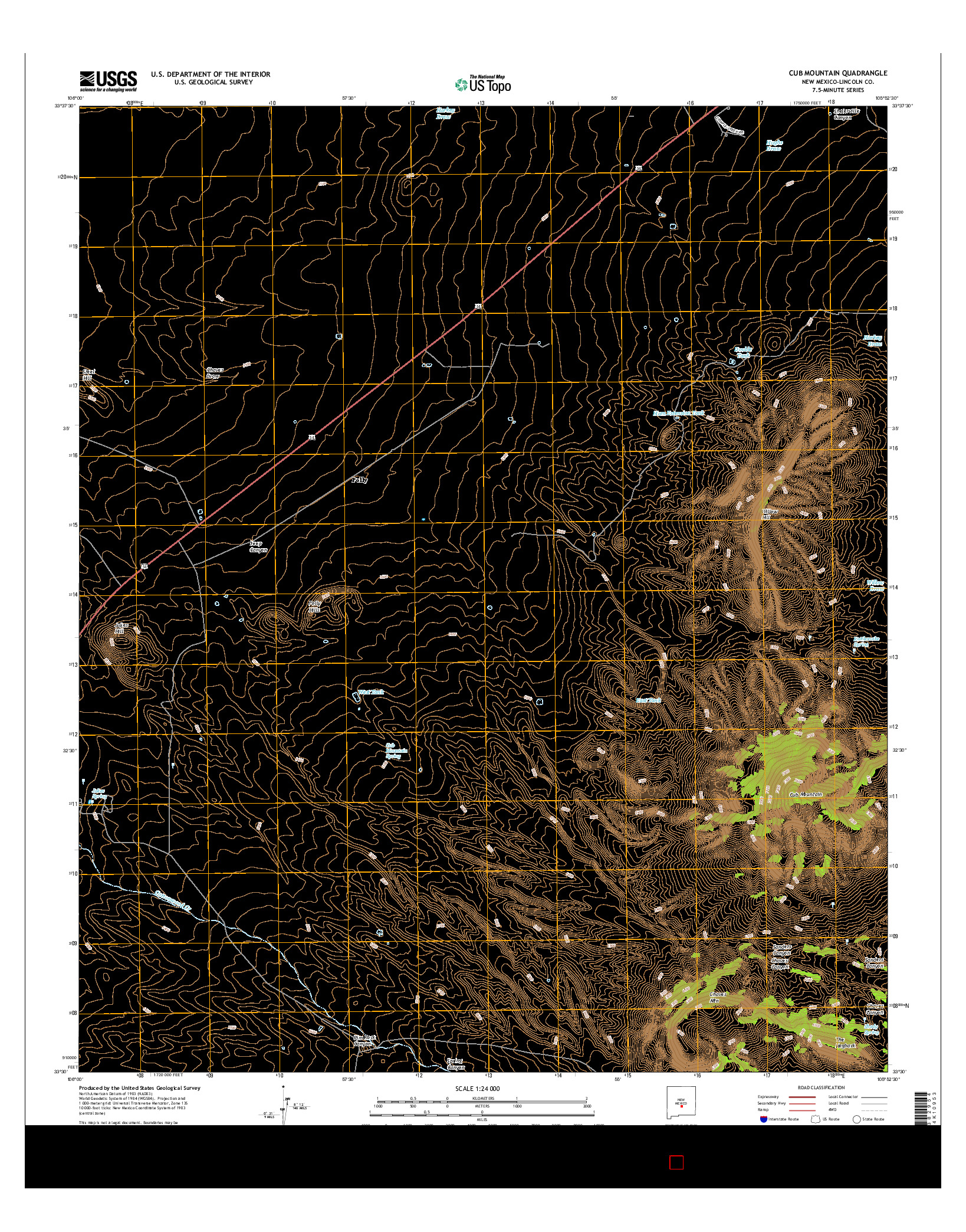 USGS US TOPO 7.5-MINUTE MAP FOR CUB MOUNTAIN, NM 2017