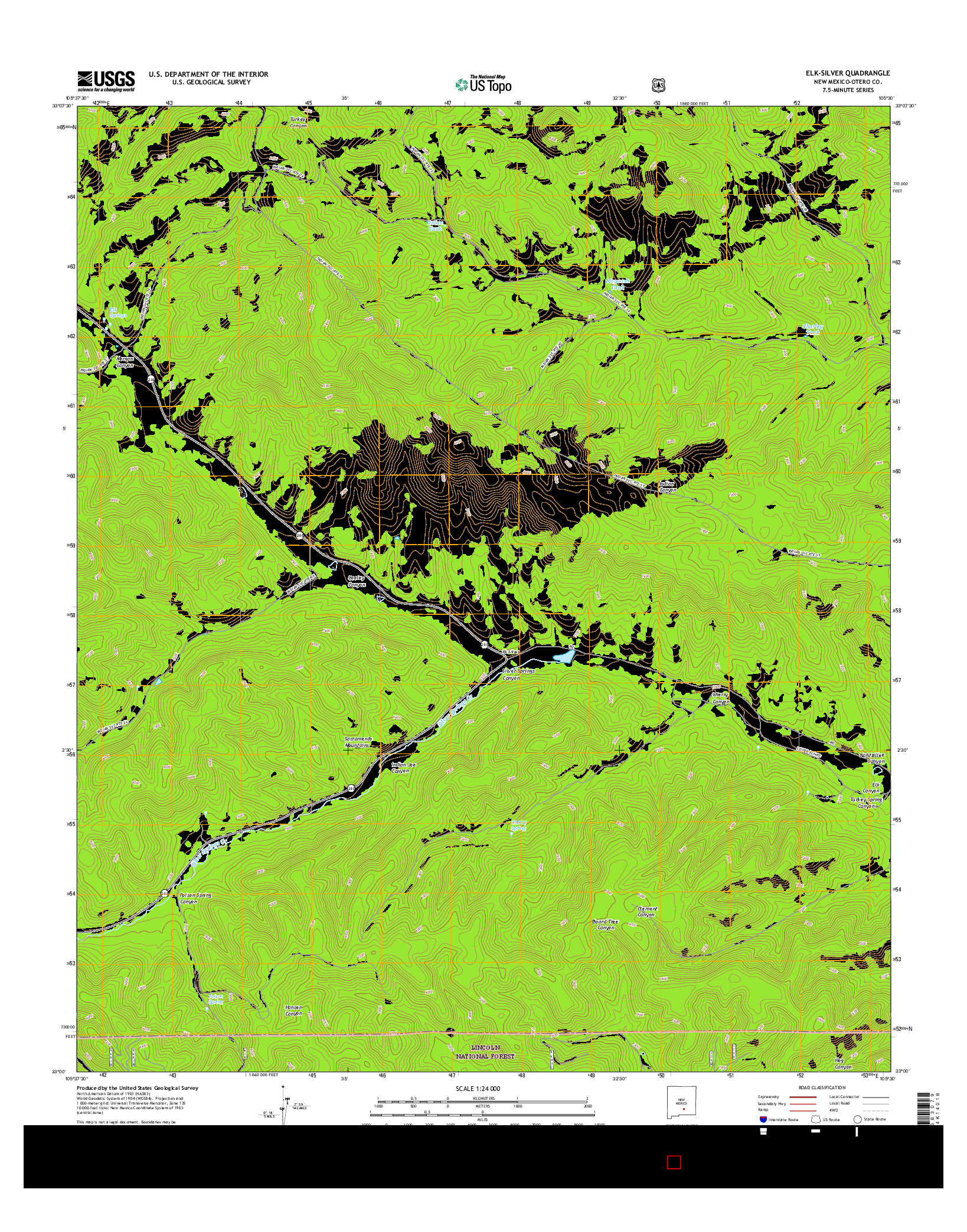 USGS US TOPO 7.5-MINUTE MAP FOR ELK-SILVER, NM 2017