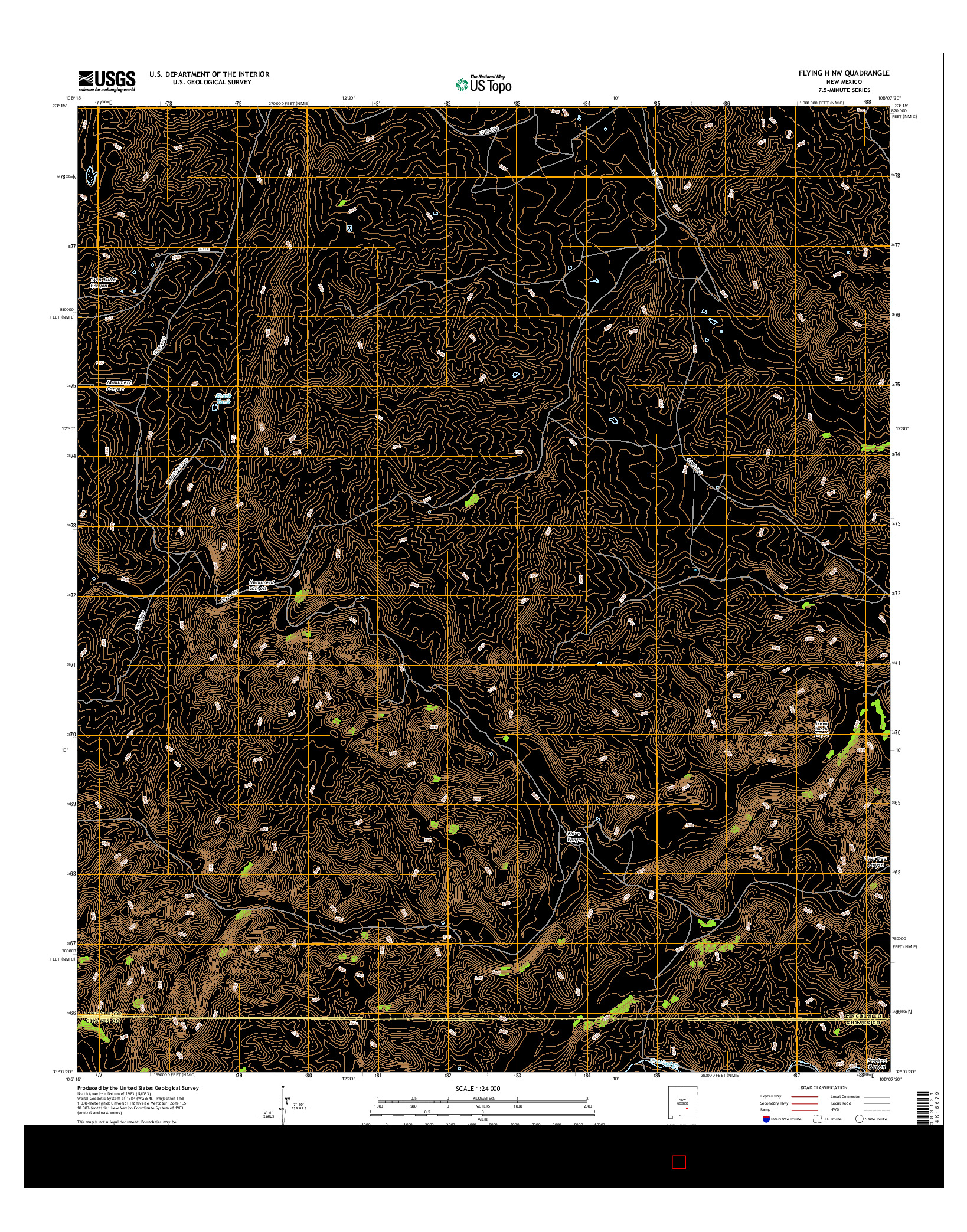 USGS US TOPO 7.5-MINUTE MAP FOR FLYING H NW, NM 2017