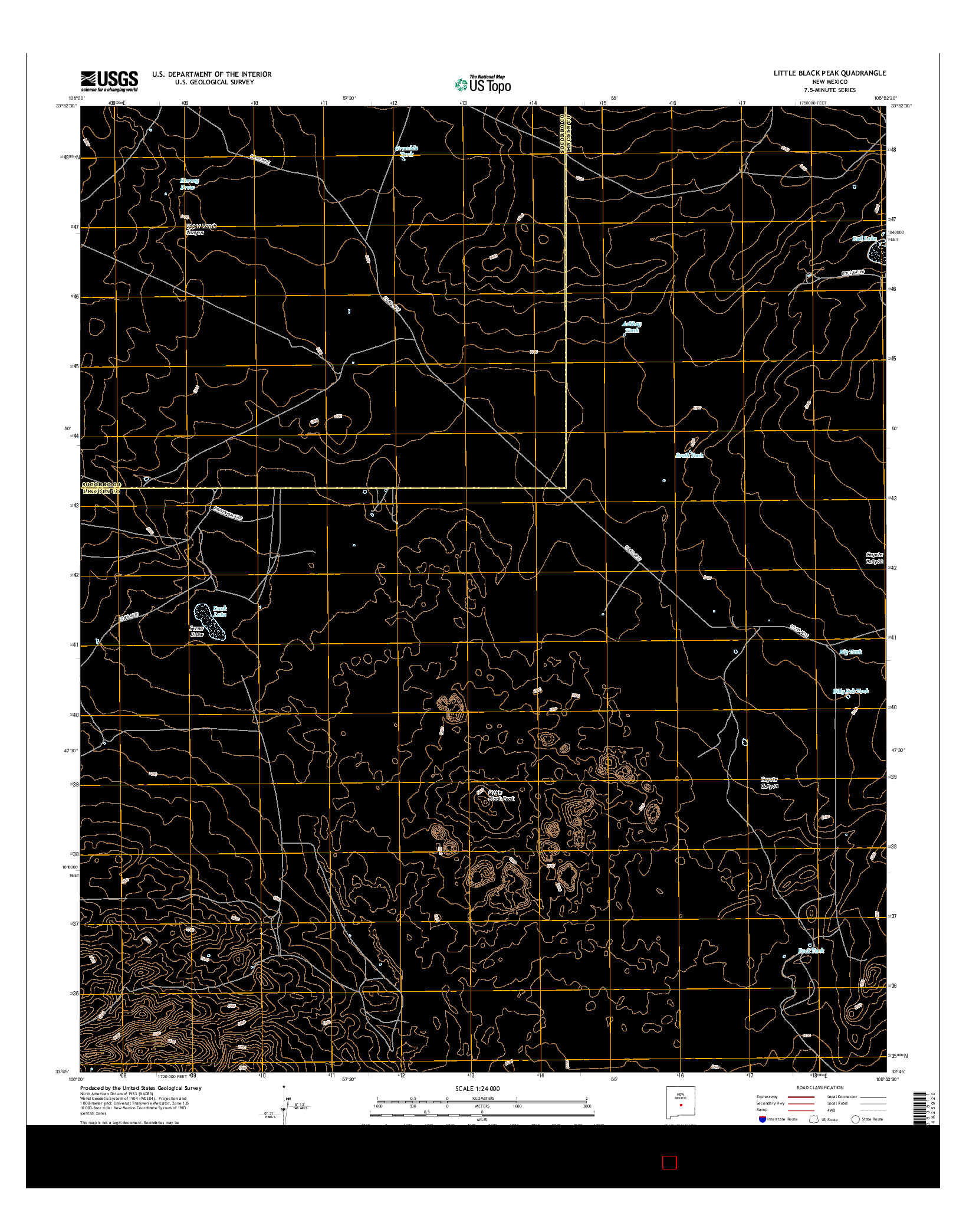 USGS US TOPO 7.5-MINUTE MAP FOR LITTLE BLACK PEAK, NM 2017