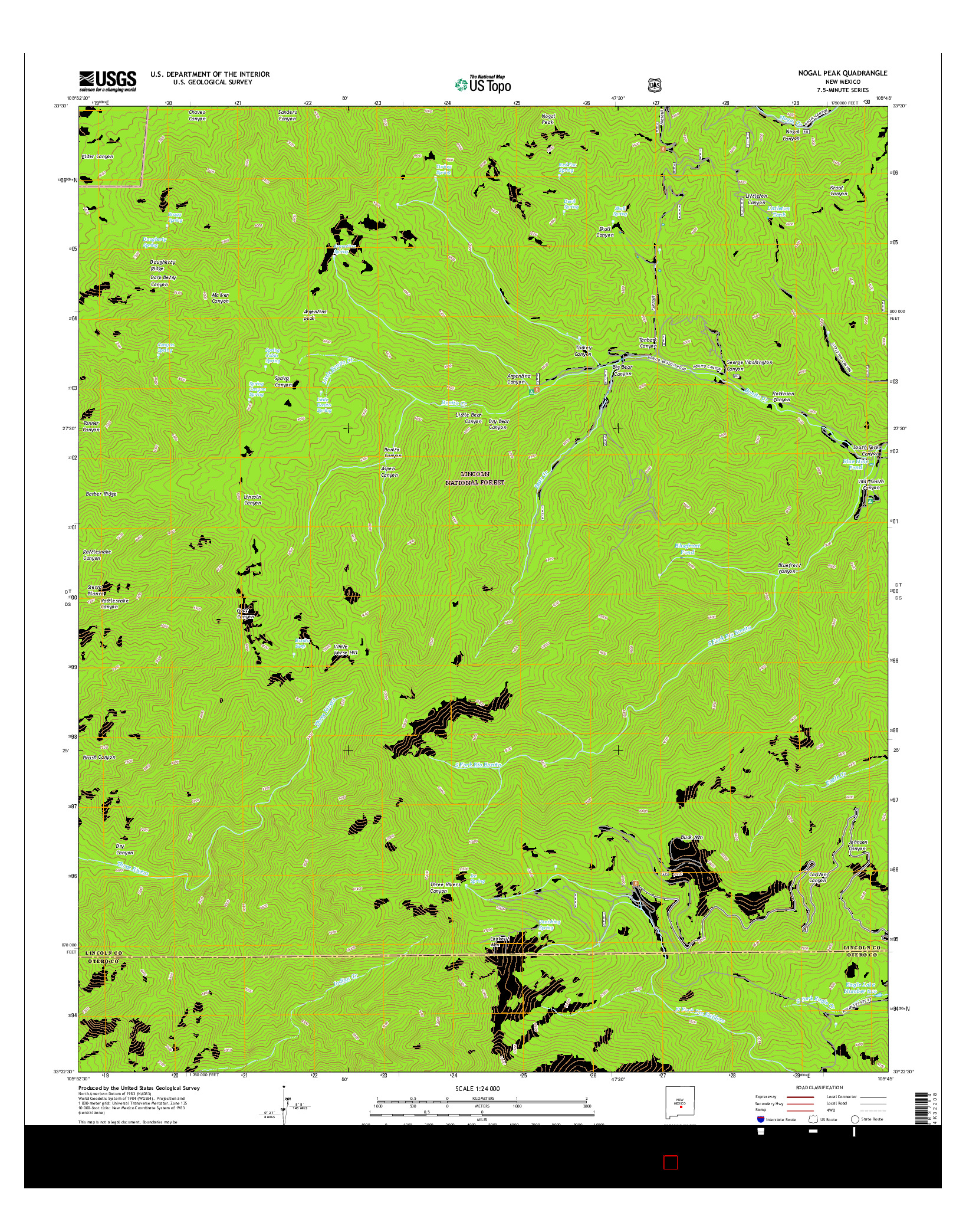 USGS US TOPO 7.5-MINUTE MAP FOR NOGAL PEAK, NM 2017