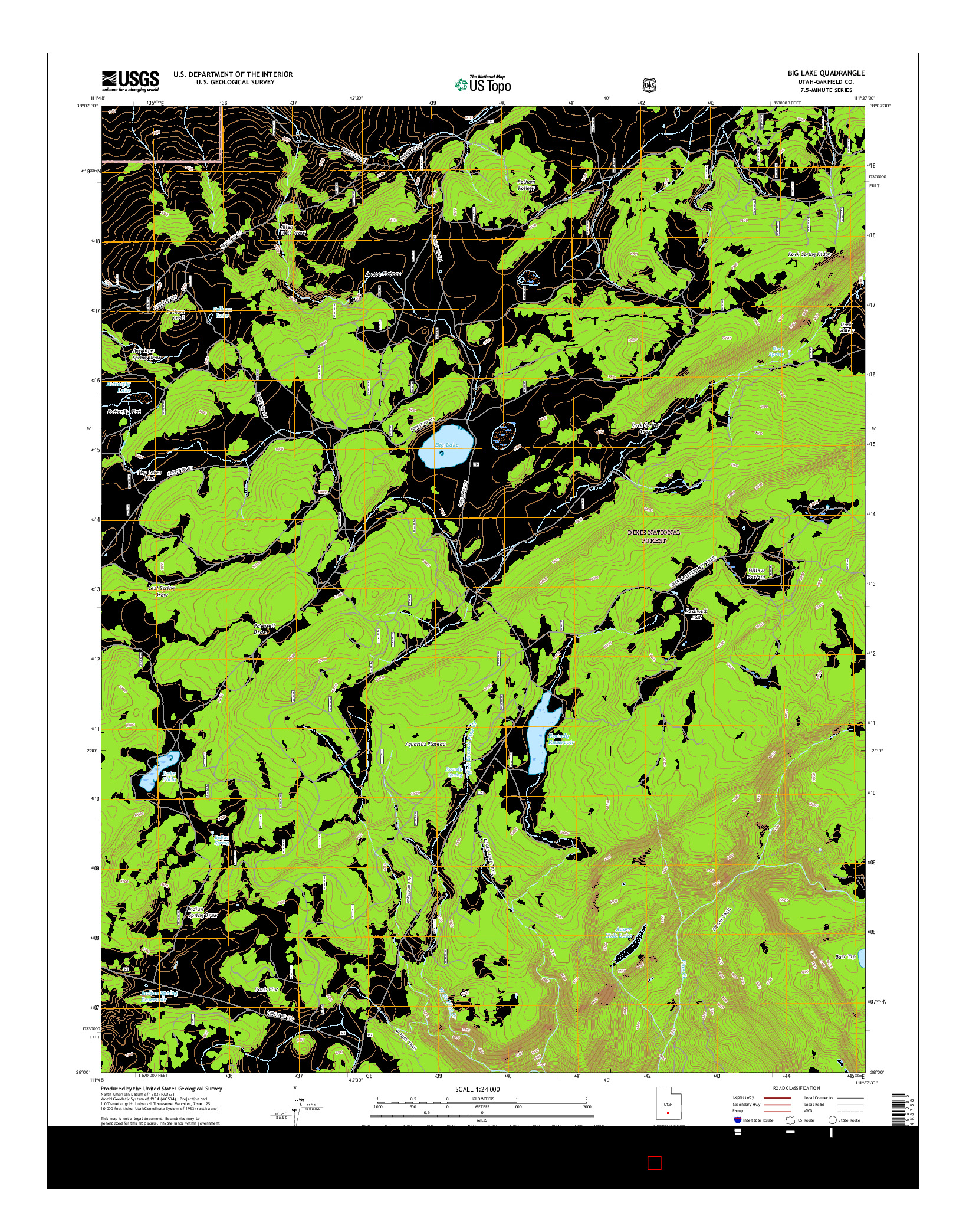 USGS US TOPO 7.5-MINUTE MAP FOR BIG LAKE, UT 2017