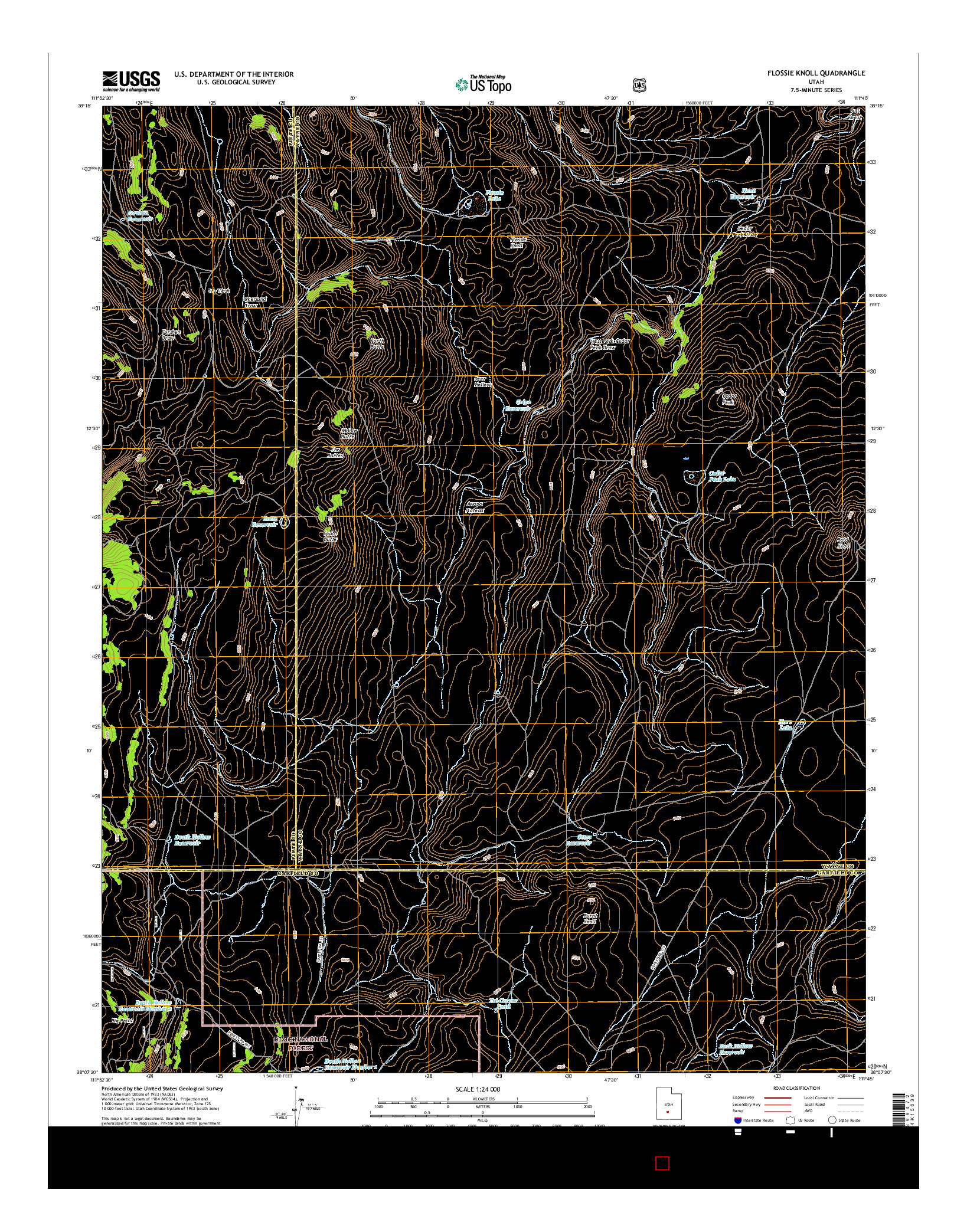 USGS US TOPO 7.5-MINUTE MAP FOR FLOSSIE KNOLL, UT 2017