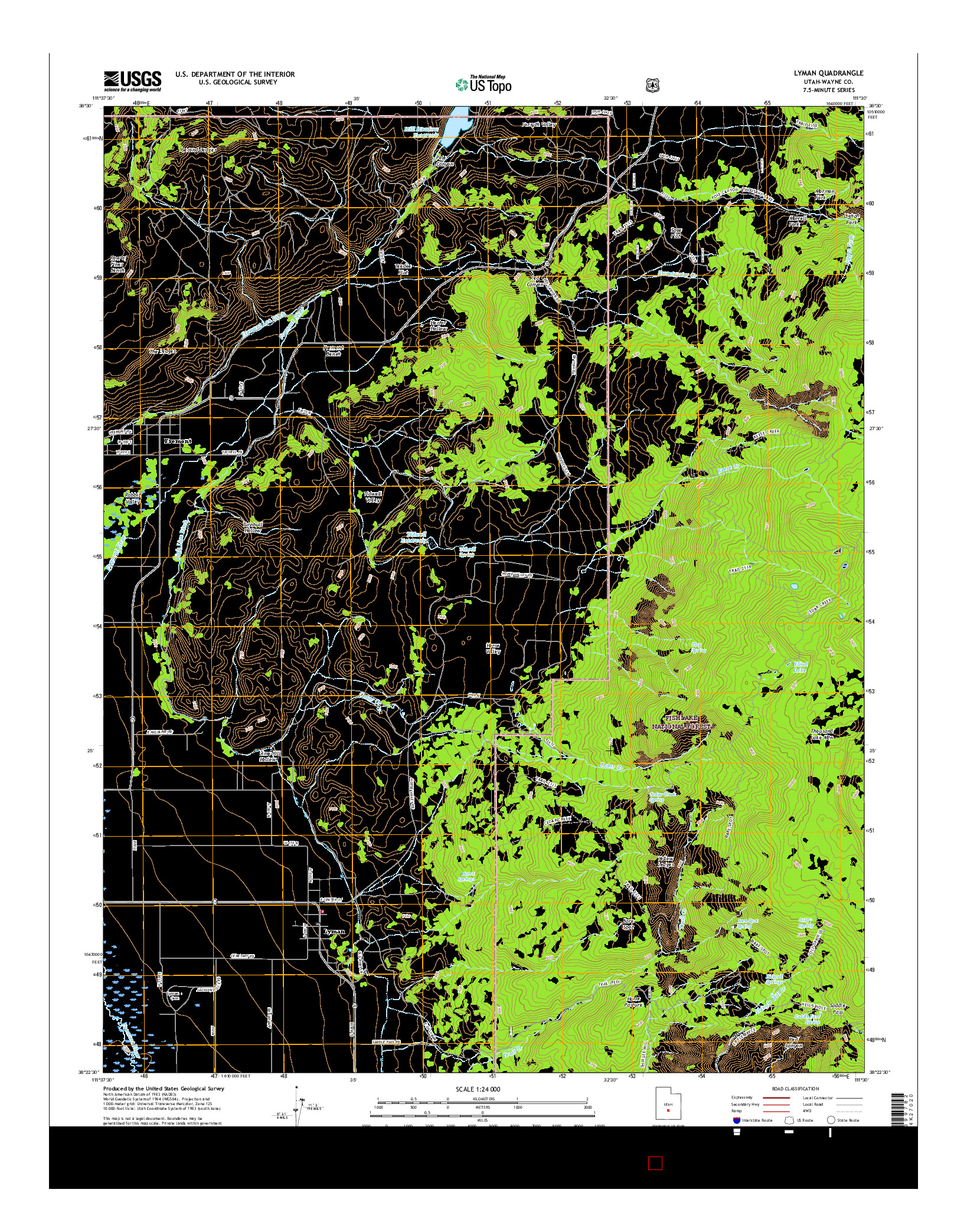 USGS US TOPO 7.5-MINUTE MAP FOR LYMAN, UT 2017