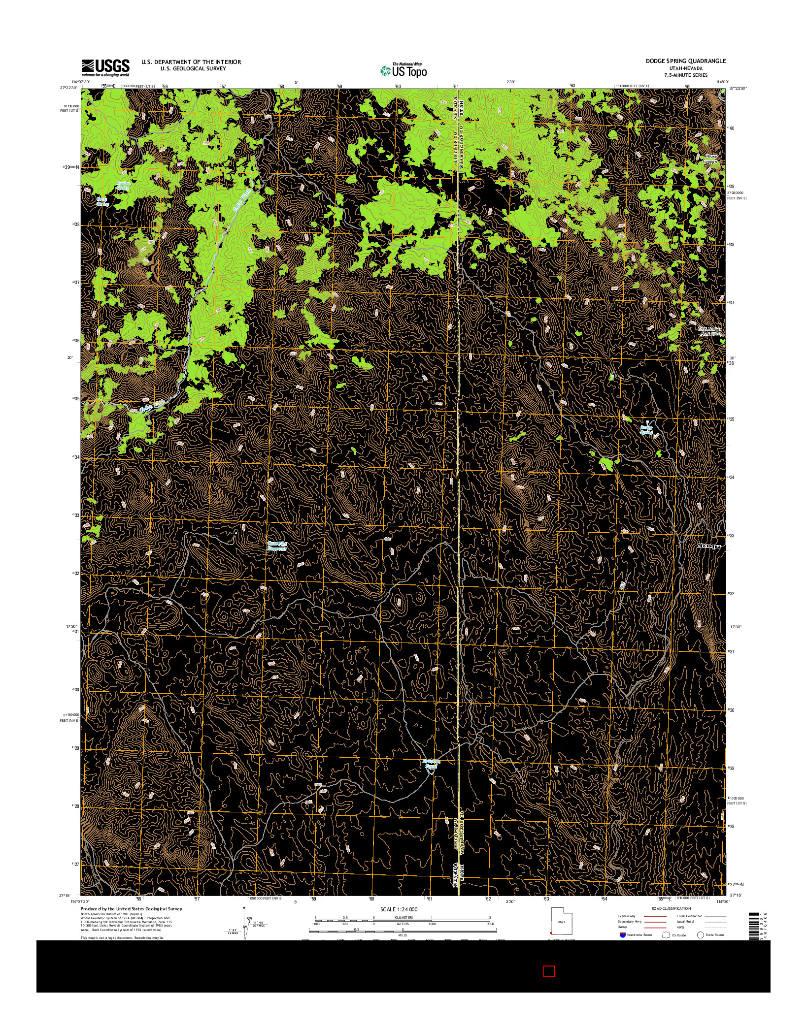 USGS US TOPO 7.5-MINUTE MAP FOR DODGE SPRING, UT-NV 2017