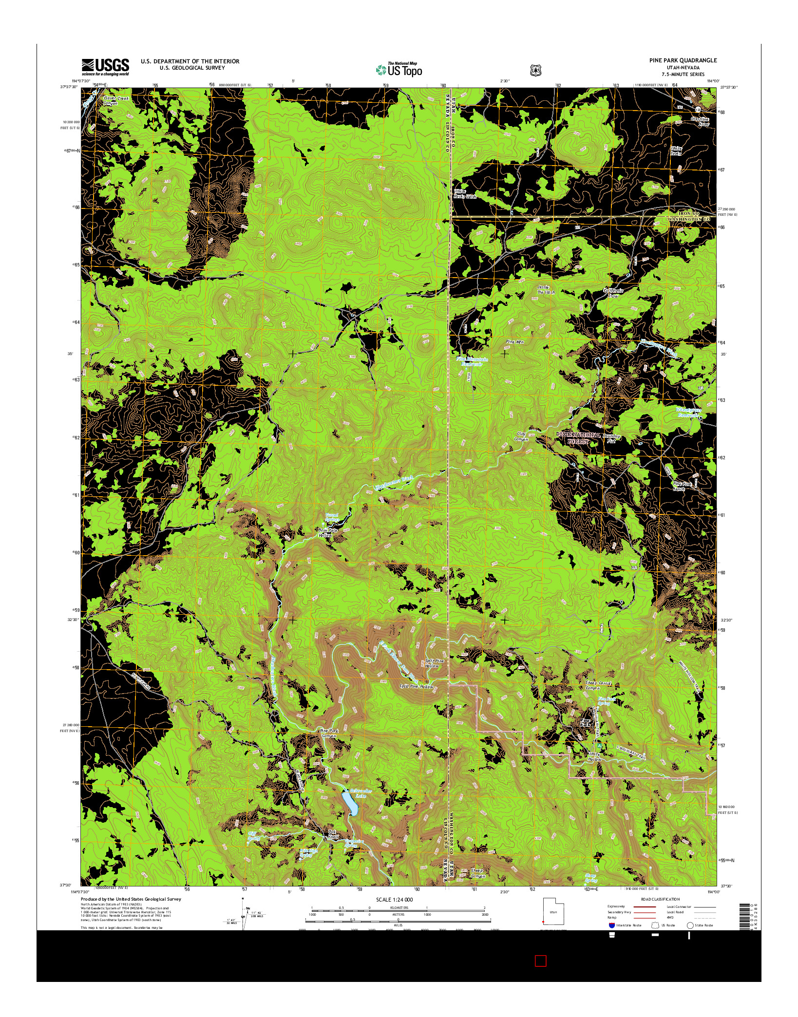 USGS US TOPO 7.5-MINUTE MAP FOR PINE PARK, UT-NV 2017