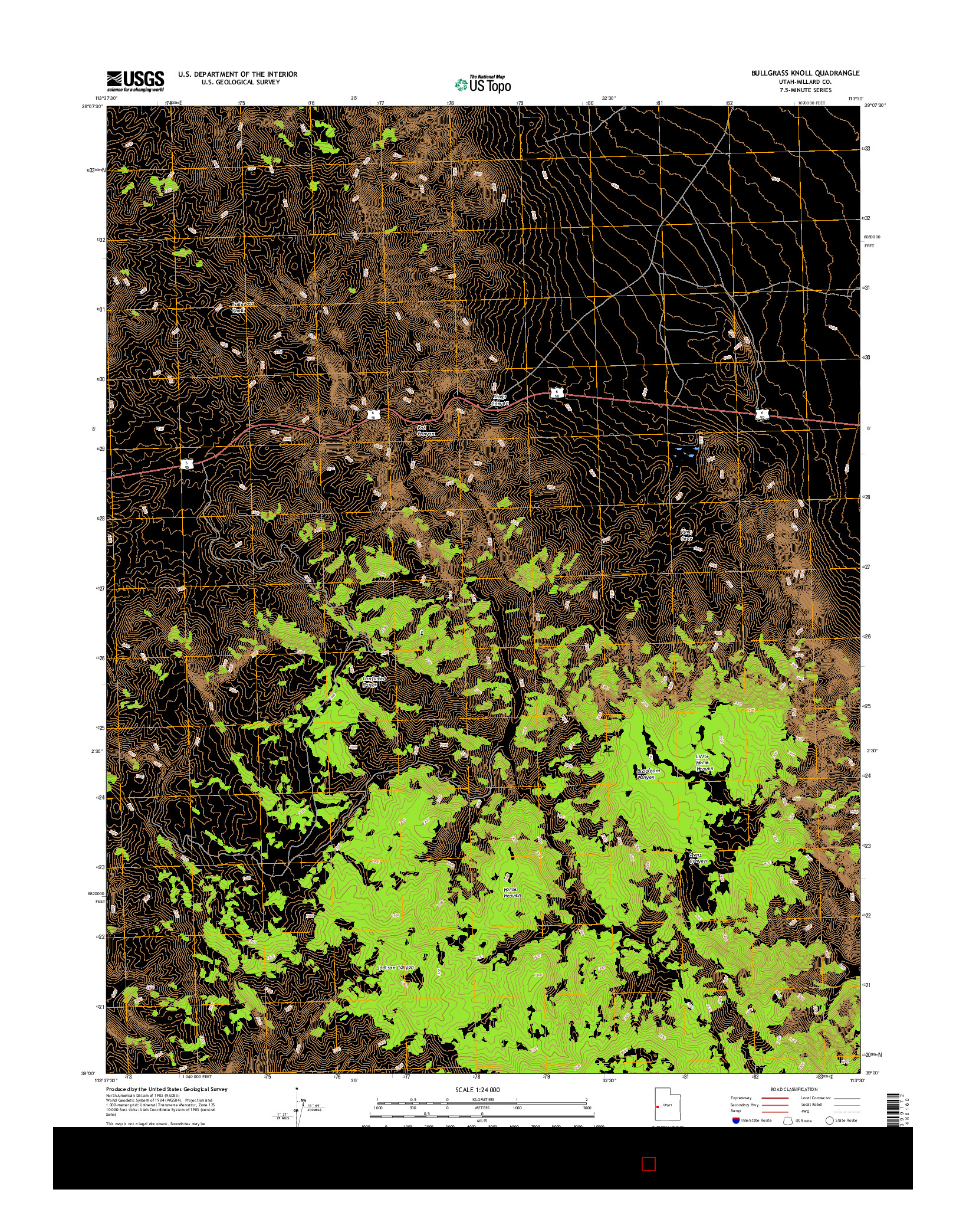 USGS US TOPO 7.5-MINUTE MAP FOR BULLGRASS KNOLL, UT 2017