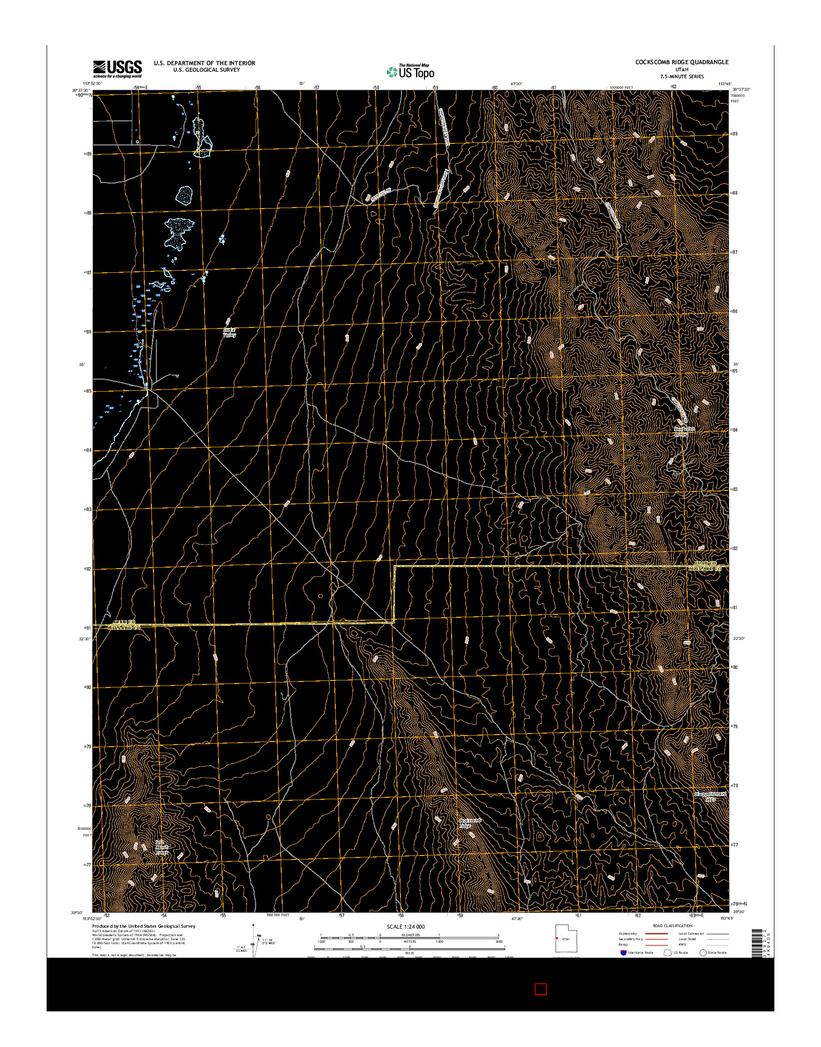 USGS US TOPO 7.5-MINUTE MAP FOR COCKSCOMB RIDGE, UT 2017