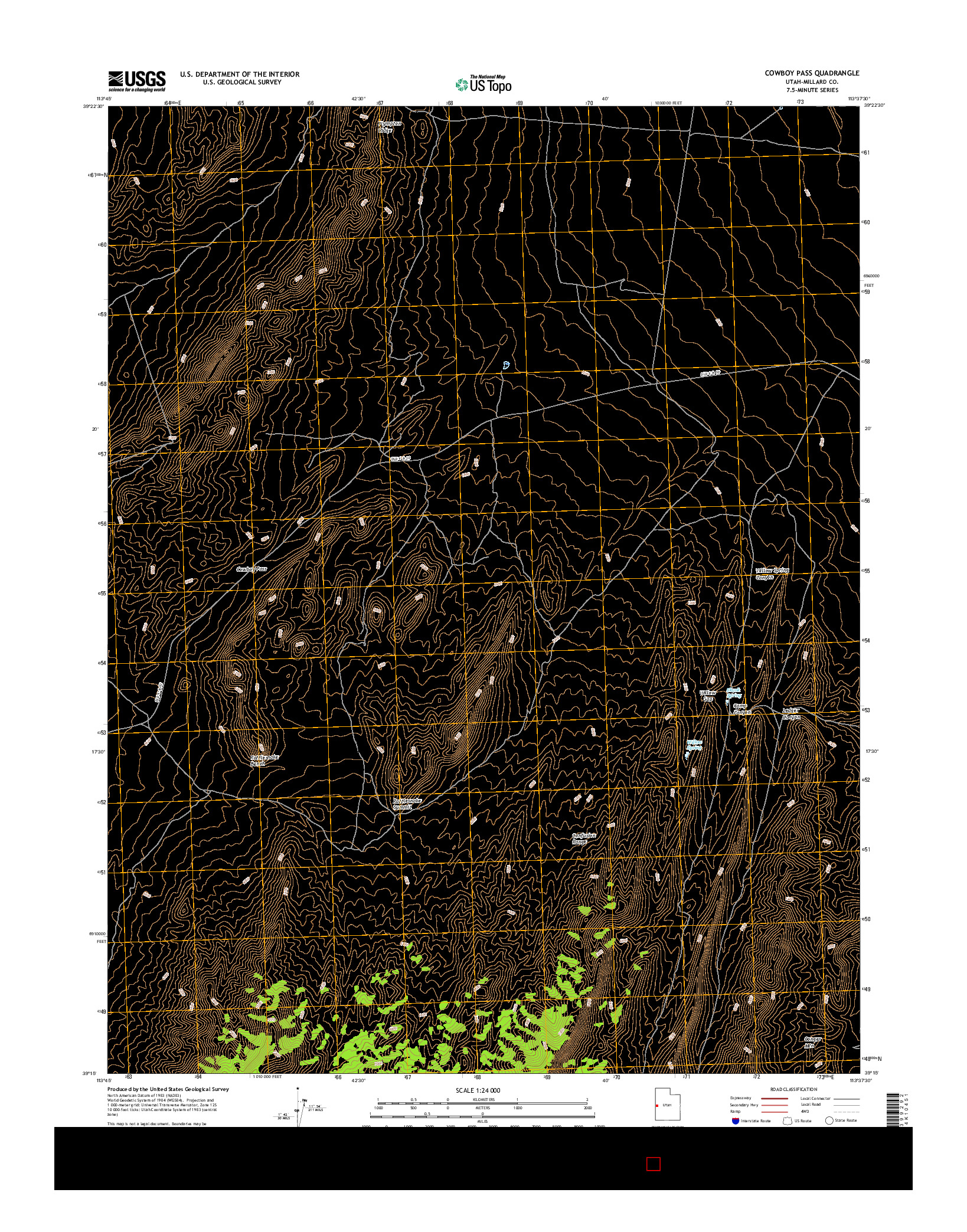 USGS US TOPO 7.5-MINUTE MAP FOR COWBOY PASS, UT 2017