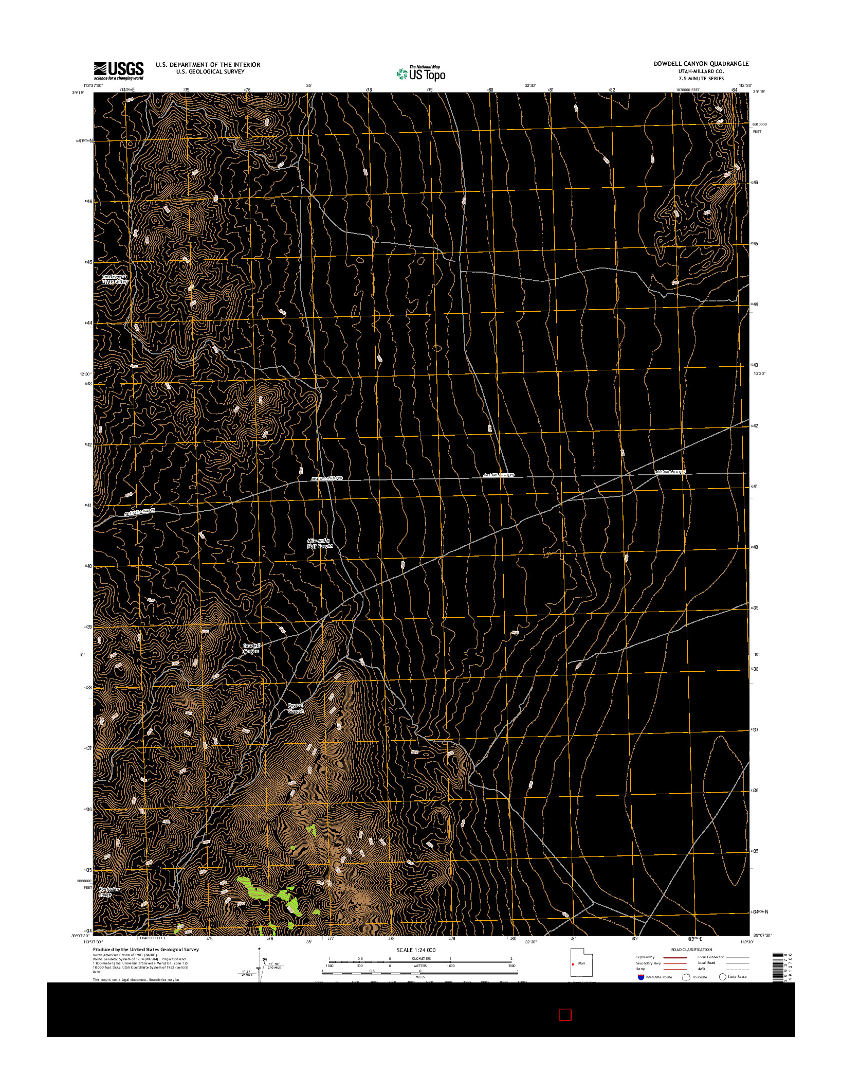 USGS US TOPO 7.5-MINUTE MAP FOR DOWDELL CANYON, UT 2017