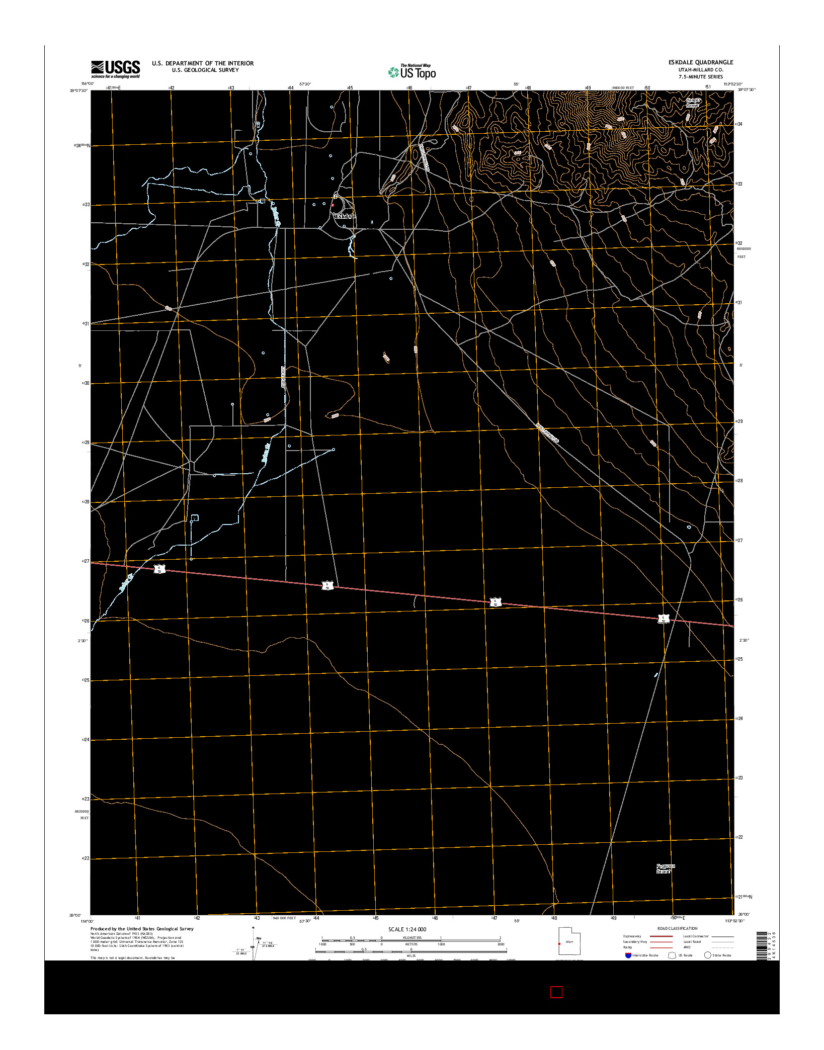 USGS US TOPO 7.5-MINUTE MAP FOR ESKDALE, UT 2017