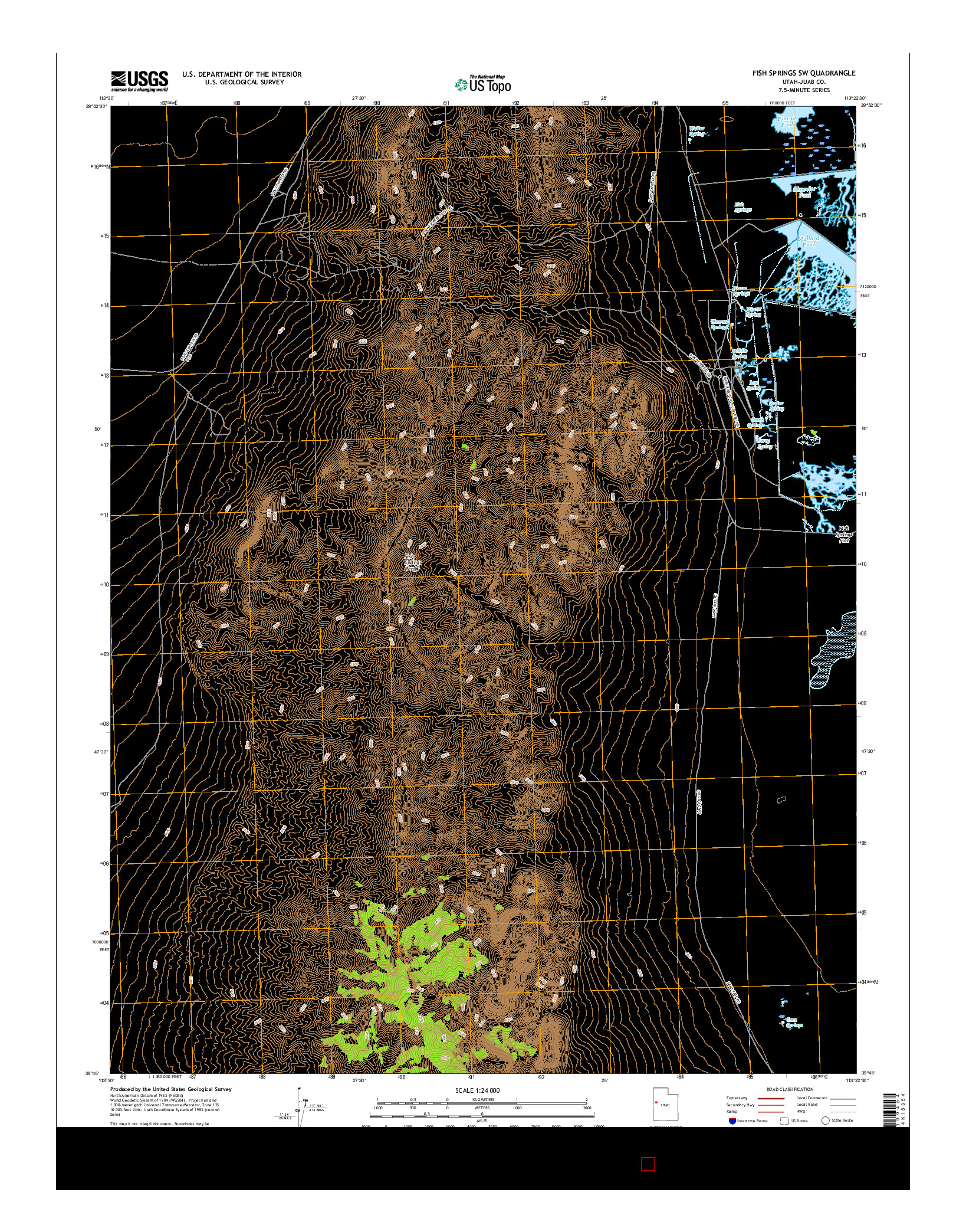 USGS US TOPO 7.5-MINUTE MAP FOR FISH SPRINGS SW, UT 2017