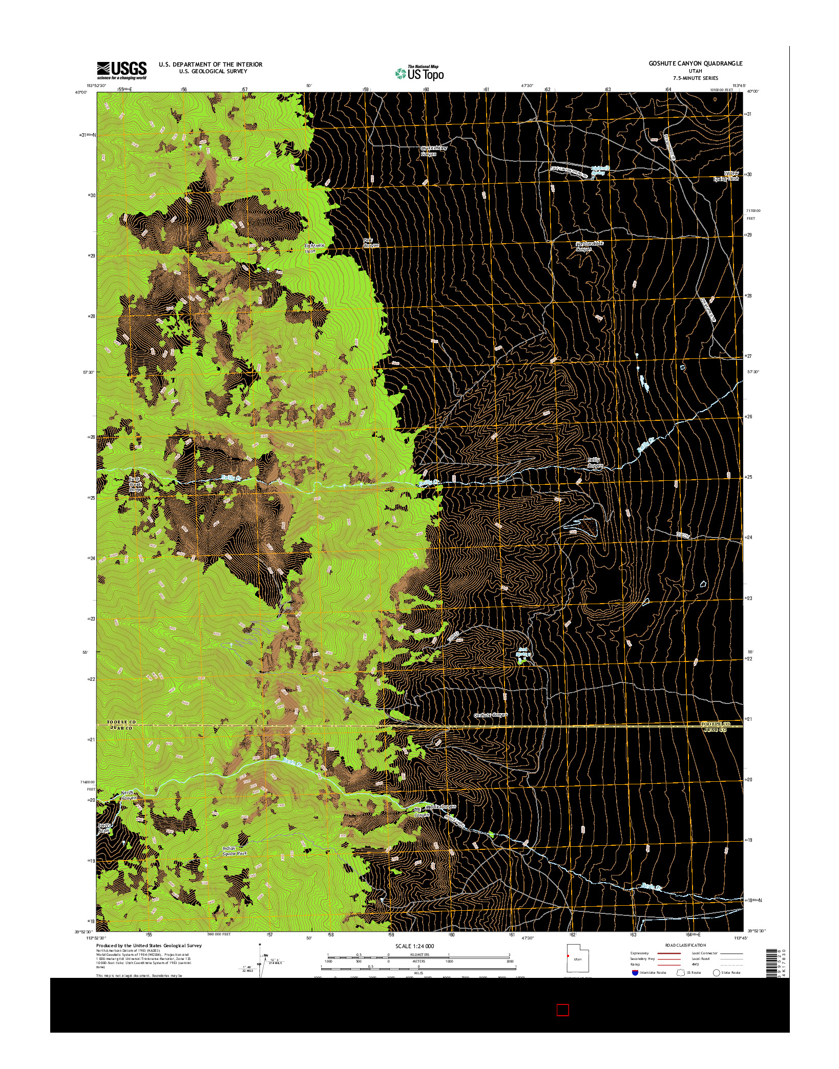 USGS US TOPO 7.5-MINUTE MAP FOR GOSHUTE CANYON, UT 2017