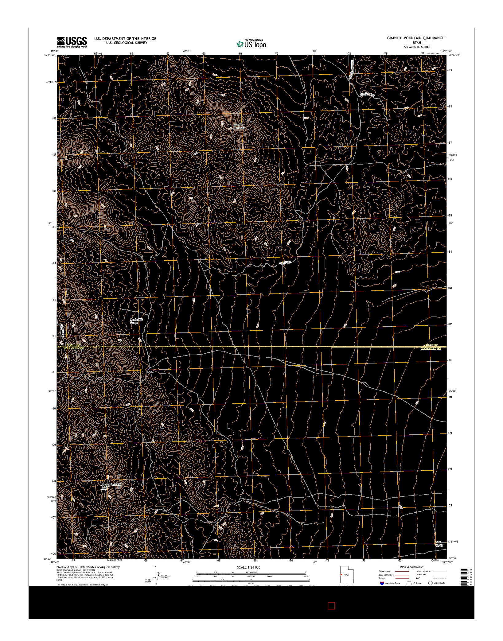 USGS US TOPO 7.5-MINUTE MAP FOR GRANITE MOUNTAIN, UT 2017