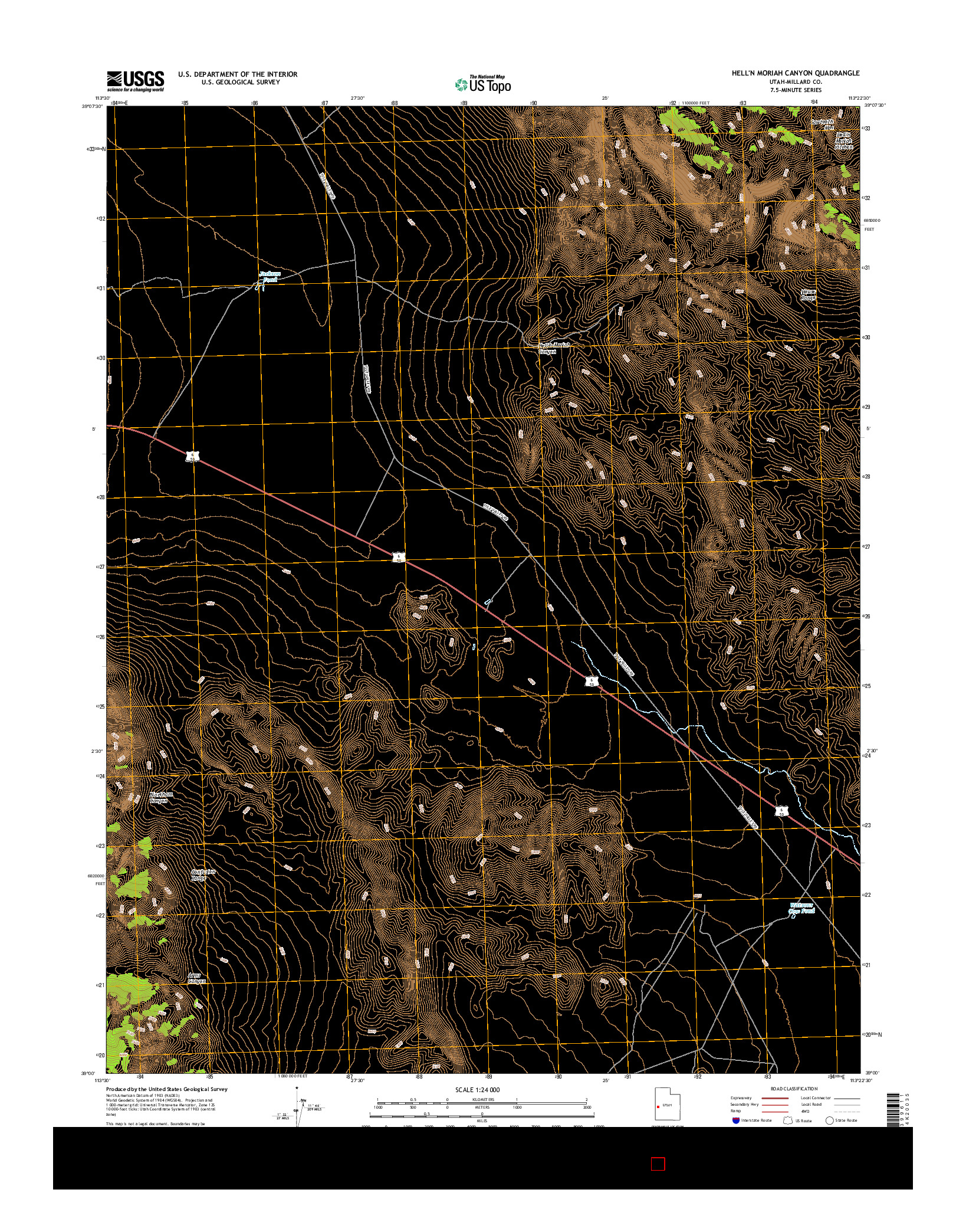 USGS US TOPO 7.5-MINUTE MAP FOR HELL'N MORIAH CANYON, UT 2017